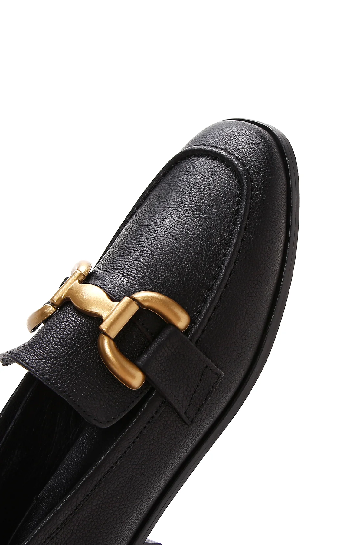 Kadın Siyah Deri Tokalı Loafer - Image 8