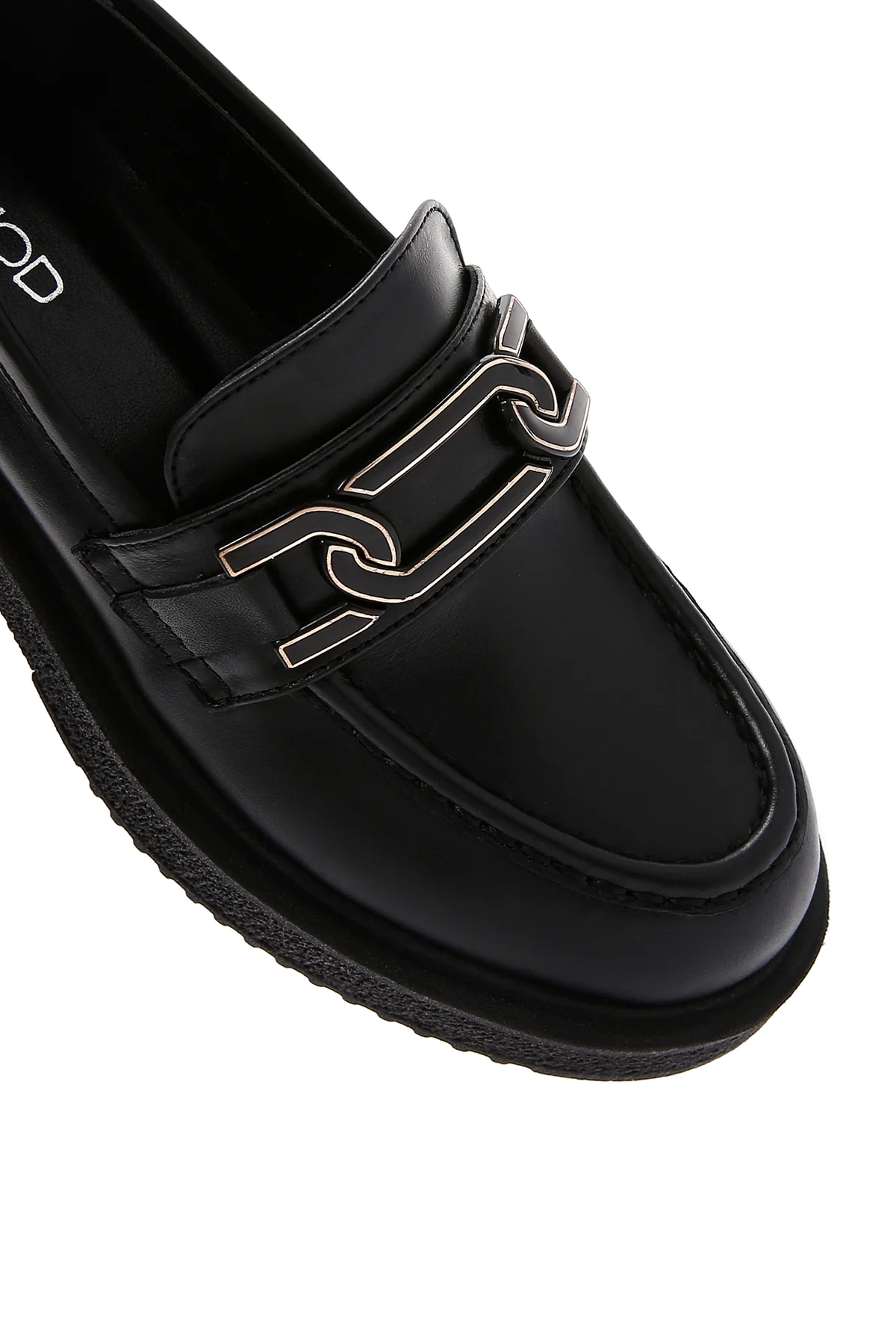 Kadın Siyah Deri Tokalı Maskülen Casual Loafer - Image 8