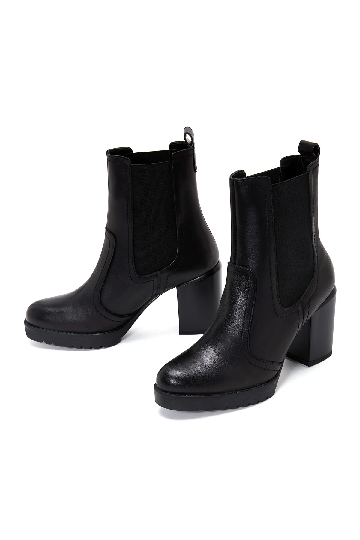 Kadın Siyah Deri Topuklu Chelsea Bot - Image 7