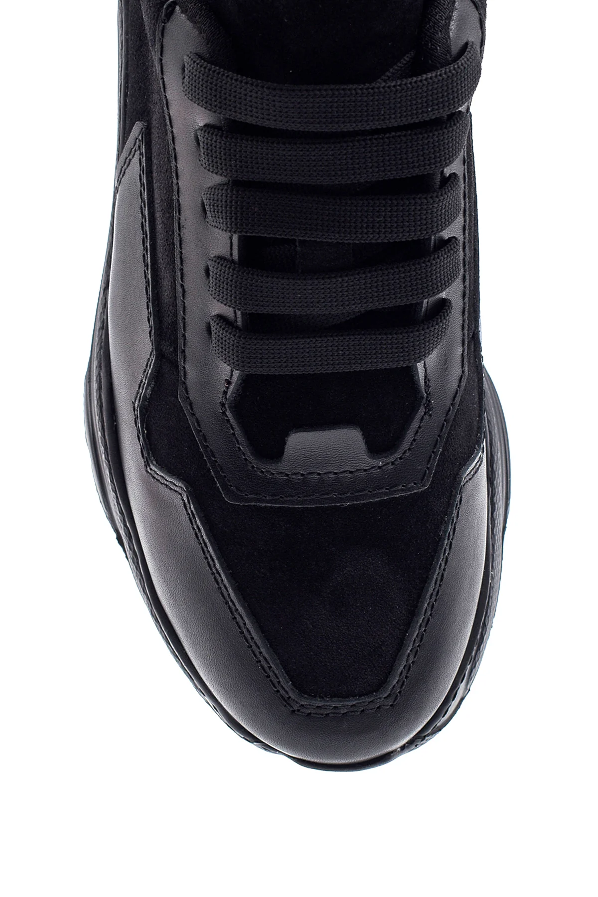Kadın Siyah Deri Yüksek Taban Sneaker - Image 5