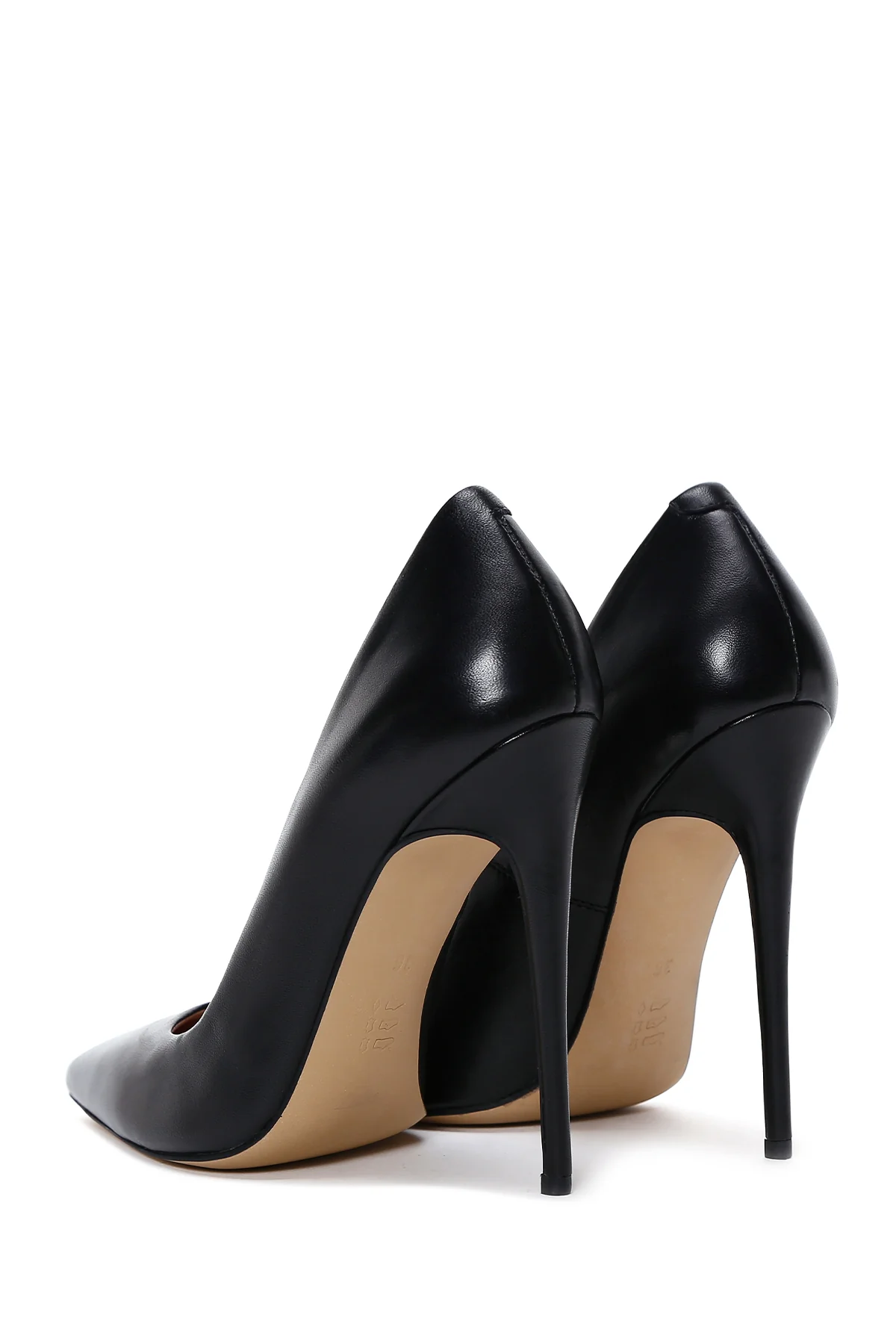 Kadın Siyah Deri Yüksek Topuklu Stiletto - Image 5