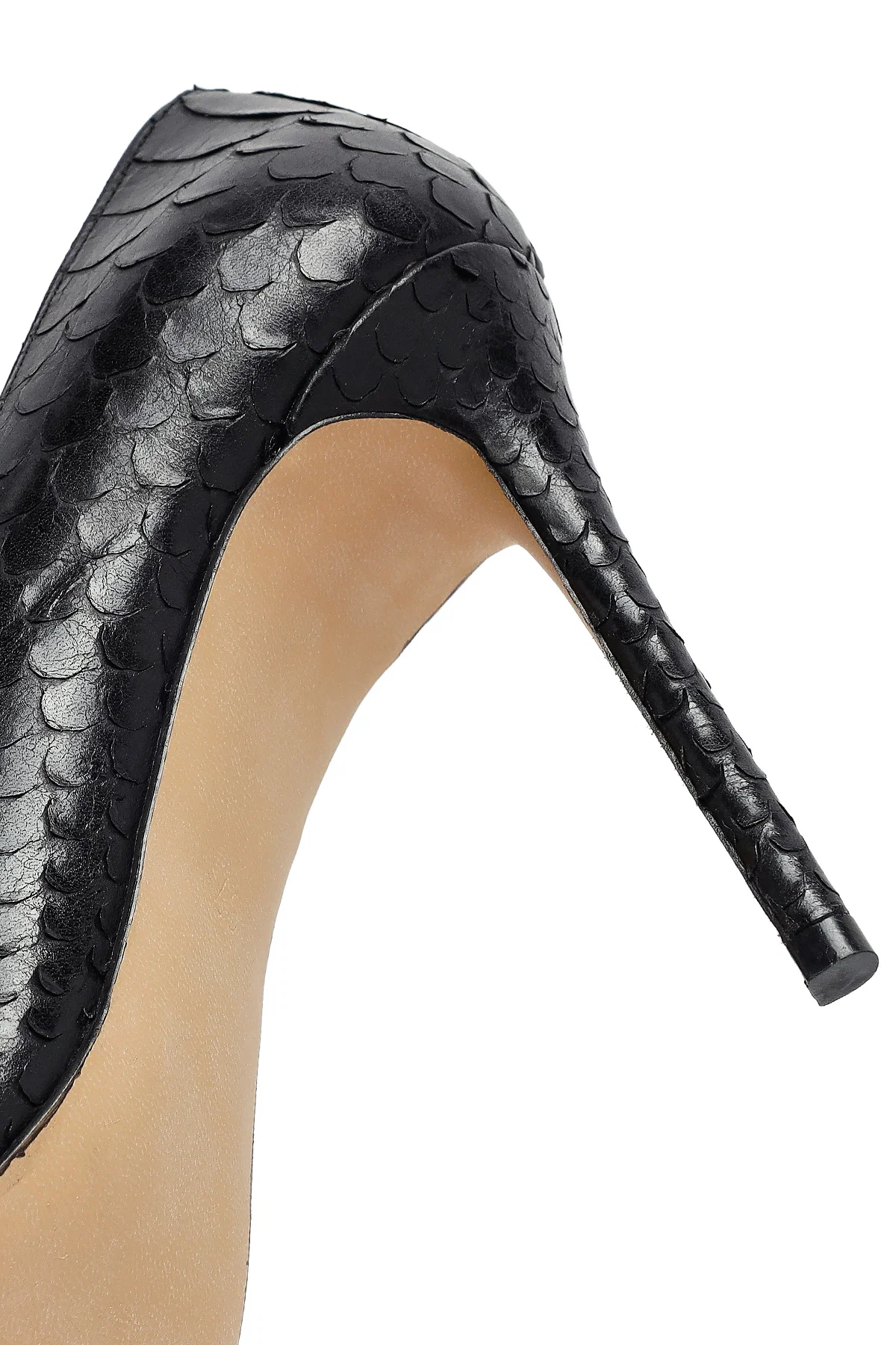 Kadın Siyah Desenli Yüksek İnce Topuklu Deri Stiletto - Image 12