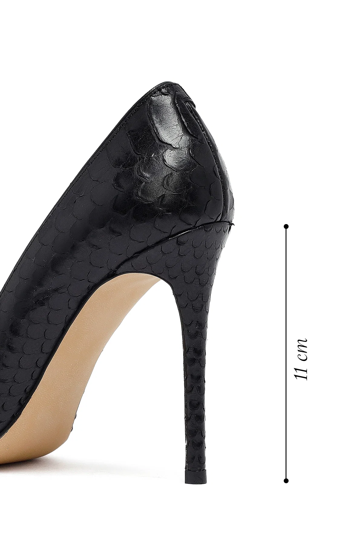 Kadın Siyah Desenli Yüksek İnce Topuklu Deri Stiletto - Image 2