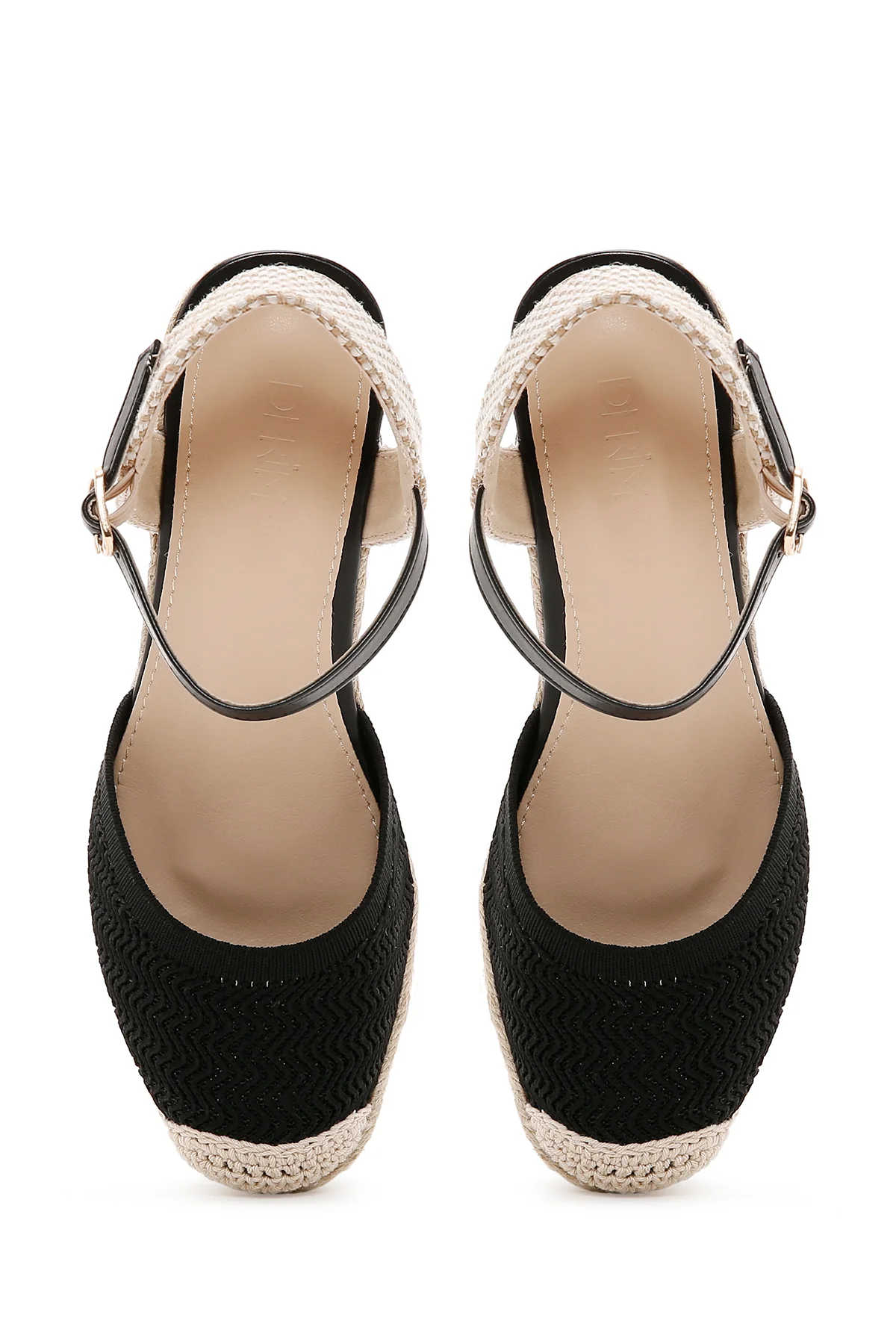 Kadın Siyah Dolgu Topuk Espadril Sandalet - Image 7