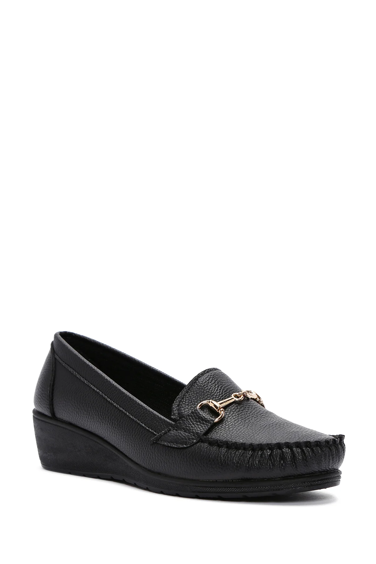 Kadın Siyah Dolgu Topuk Loafer - Image 6