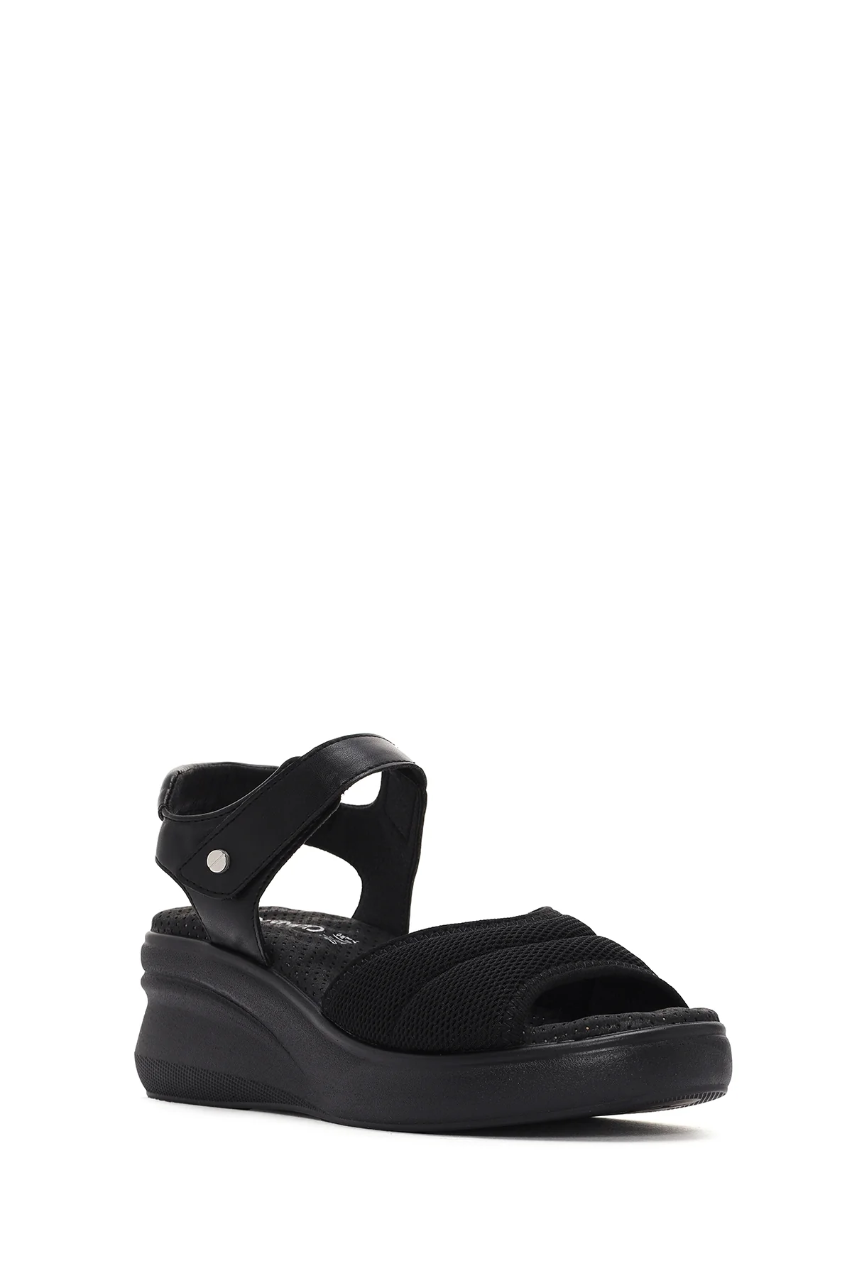 Kadın Siyah Dolgu Topuklu Bilekten Bantlı Comfort Sandalet - Image 6