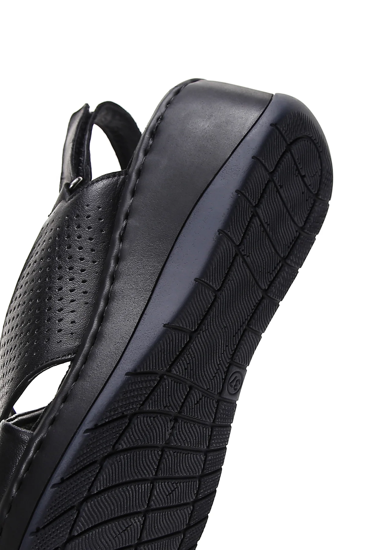 Kadın Siyah Dolgu Topuklu Bilekten Bantlı Deri Comfort Sandalet - Image 7