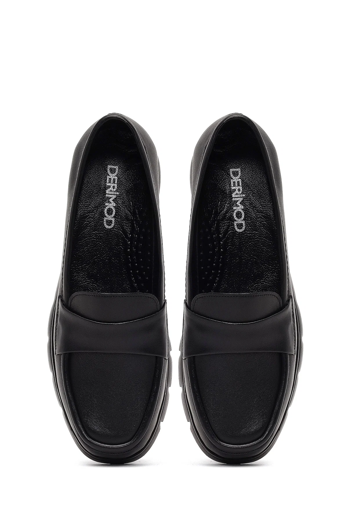 Kadın Siyah Dolgu Topuklu Deri Comfort Loafer - Image 7