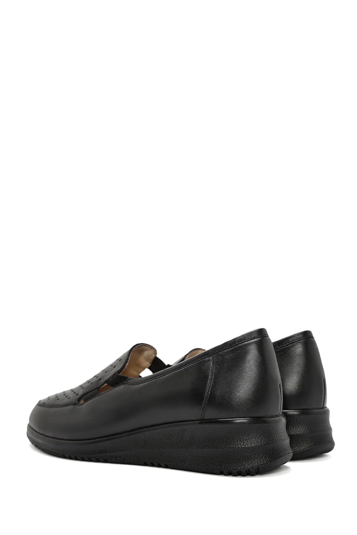 Kadın Siyah Dolgu Topuklu Deri Comfort Loafer - Image 5