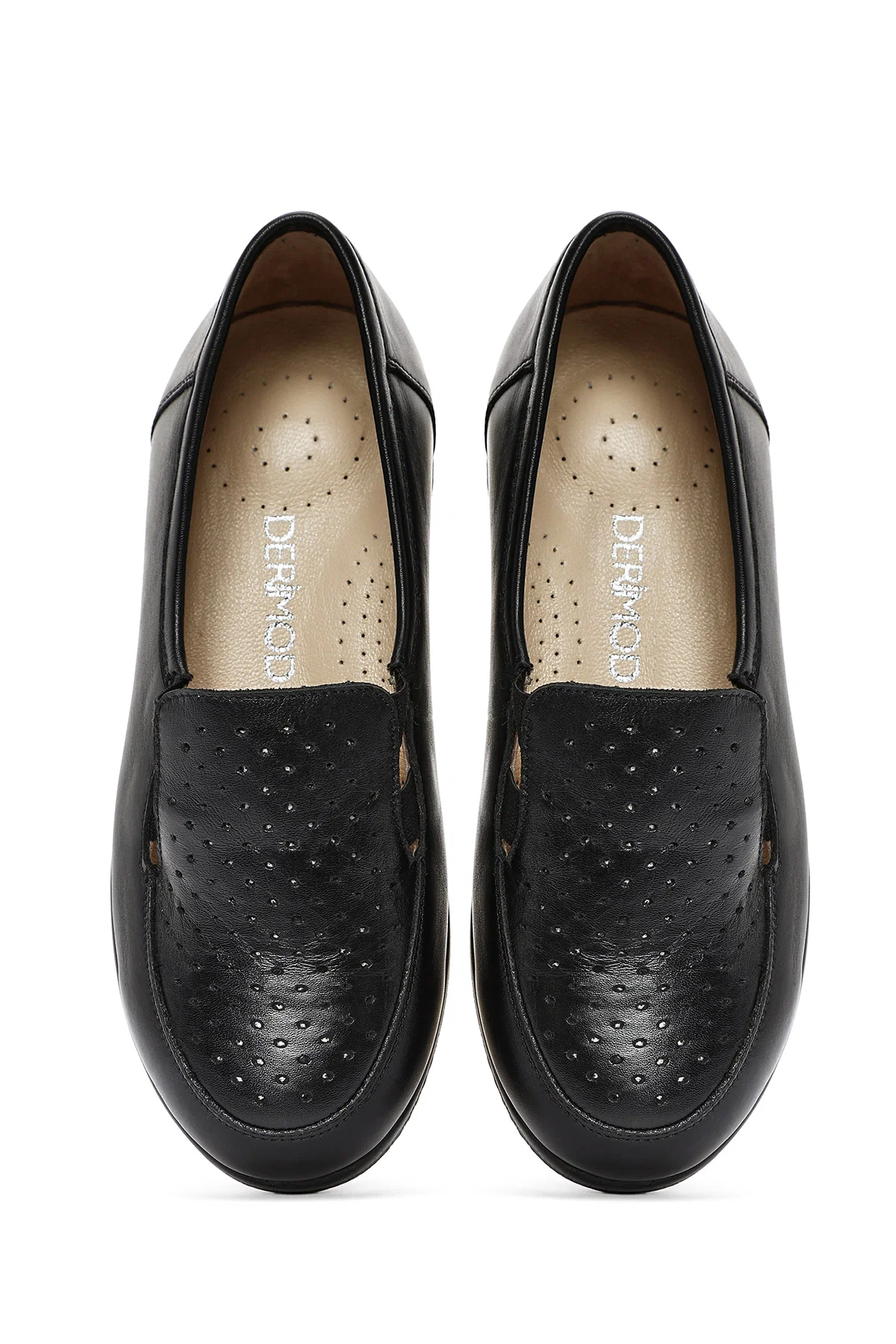 Kadın Siyah Dolgu Topuklu Deri Comfort Loafer - Image 6