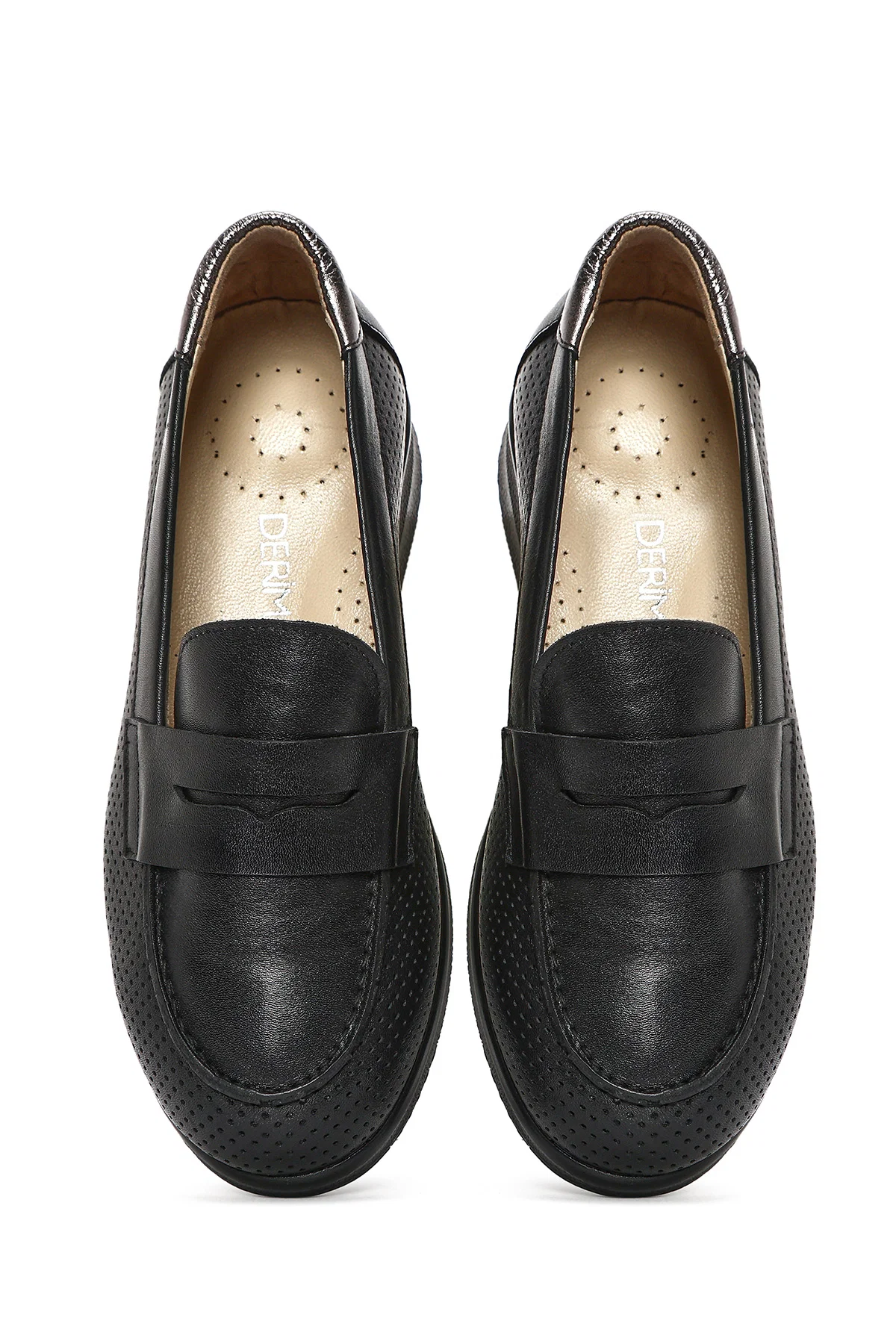 Kadın Siyah Dolgu Topuklu Deri Comfort Loafer - Image 6