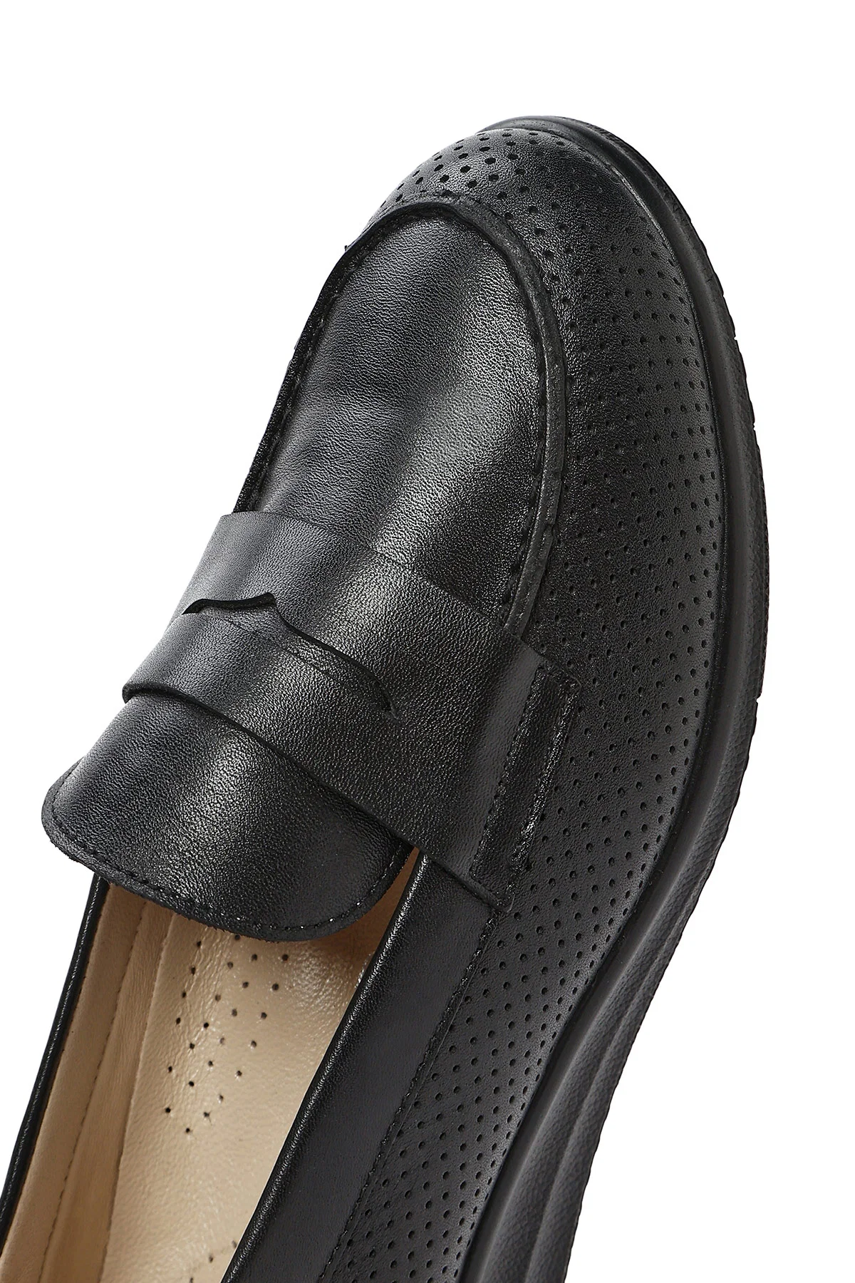 Kadın Siyah Dolgu Topuklu Deri Comfort Loafer - Image 8