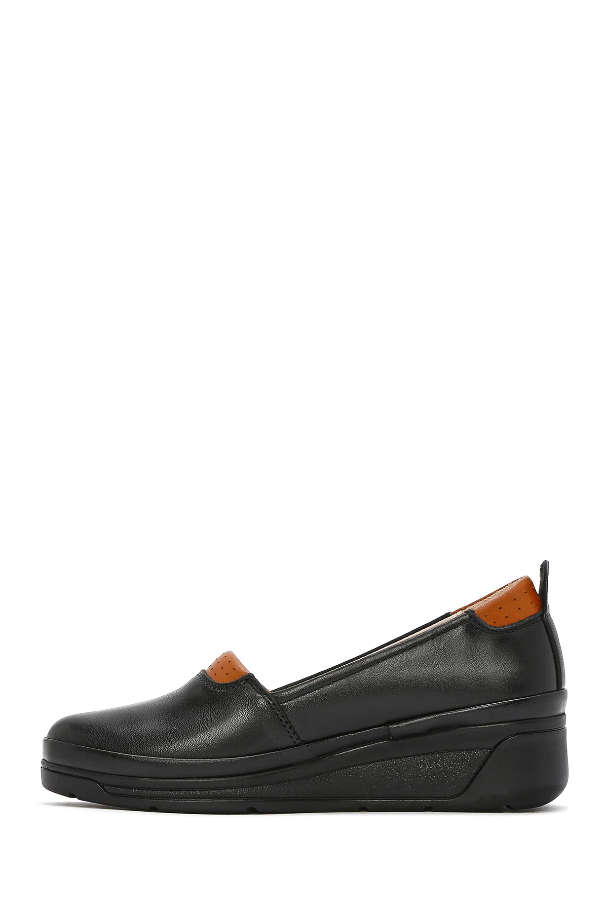 Kadın Siyah Dolgu Topuklu Deri Comfort Loafer - Image 2