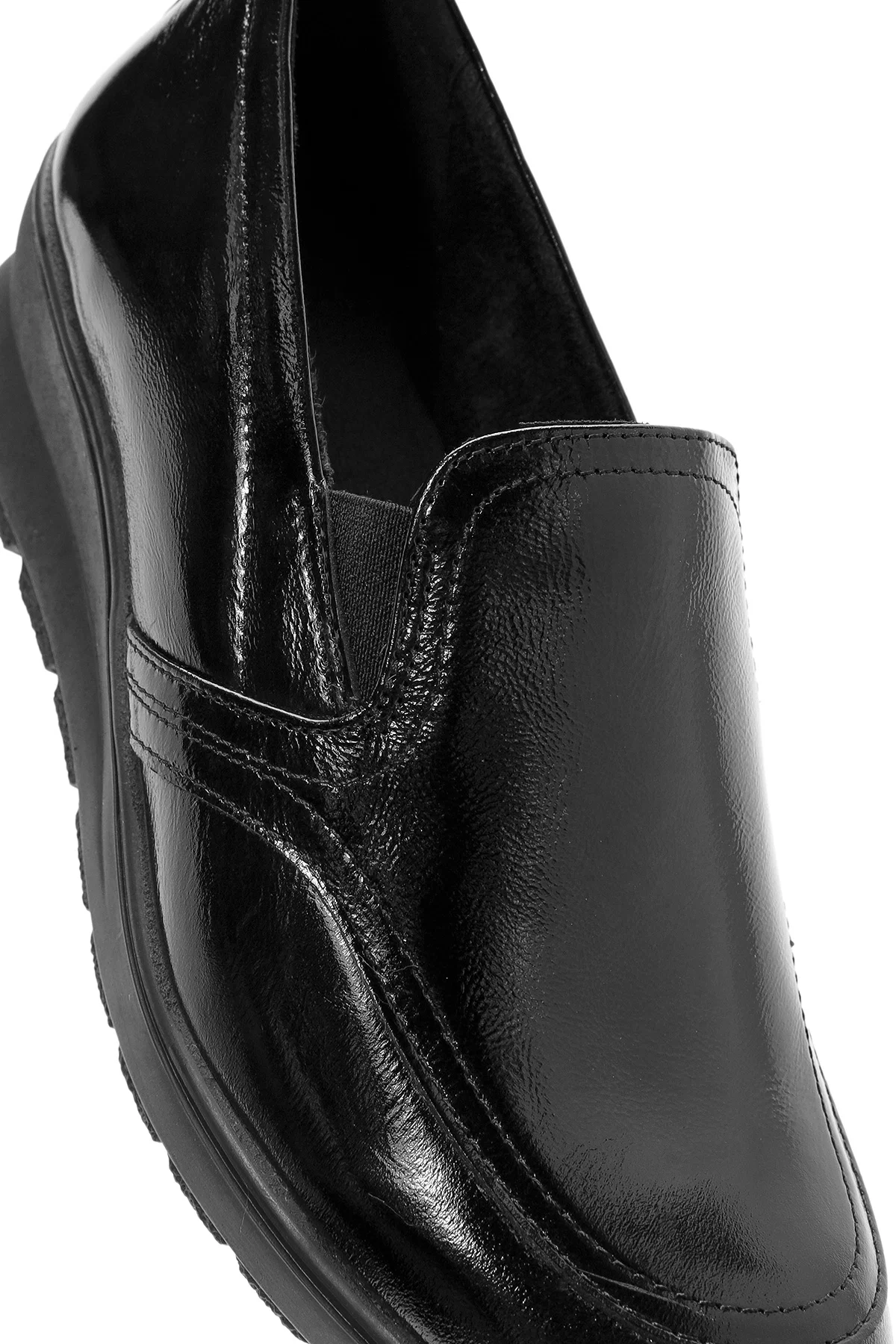 Kadın Siyah Dolgu Topuklu Rugan Deri Comfort Loafer - Image 9