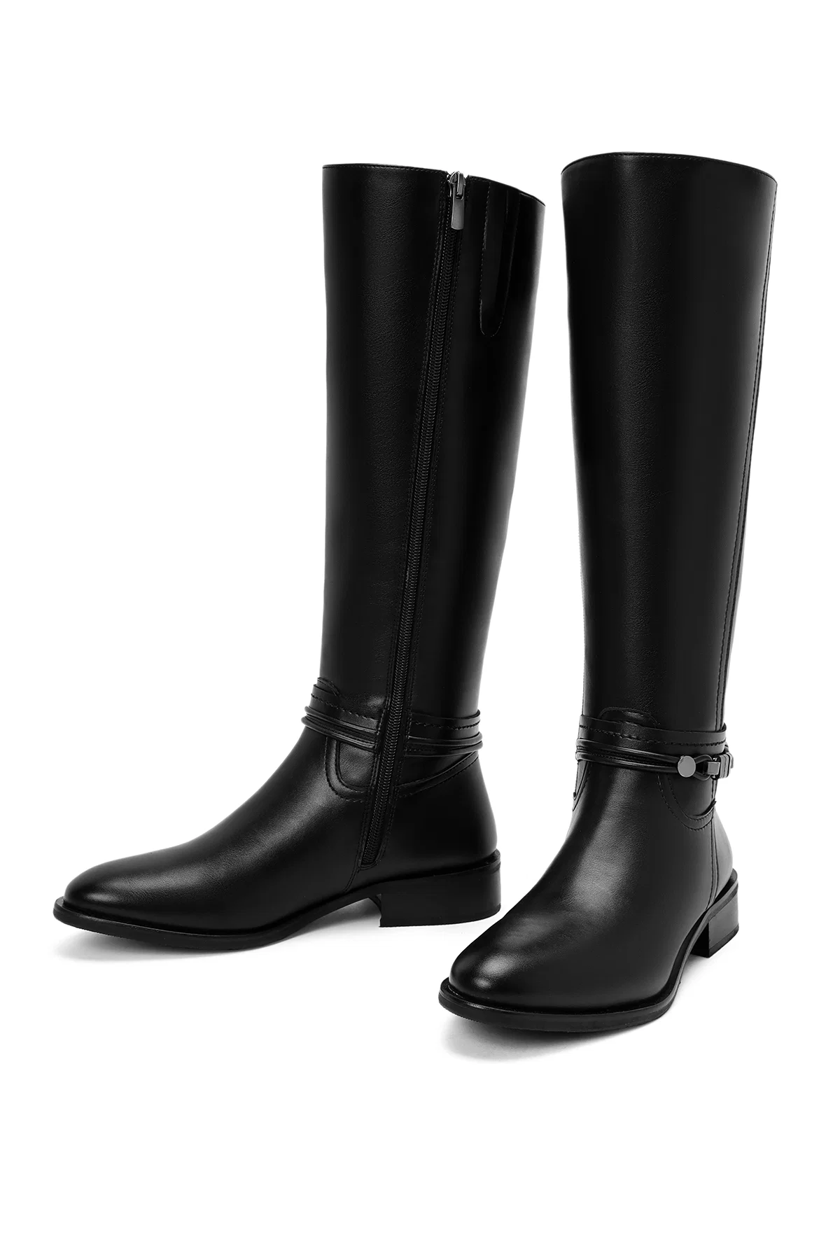 Kadın Siyah Fermuarlı Aksesuar Detaylı Çizme - Image 3