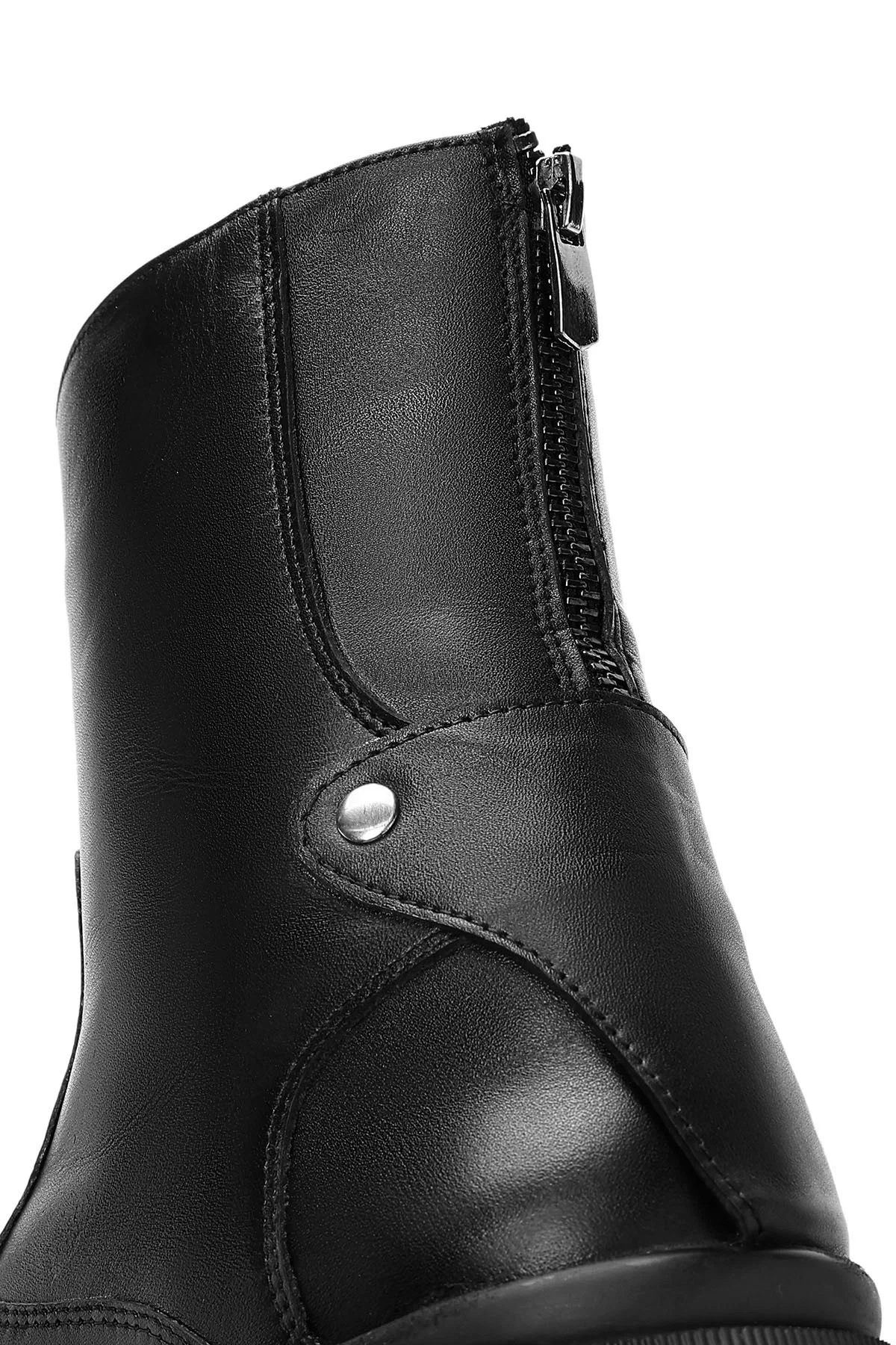Kadın Siyah Fermuarlı Deri Bot - Image 8