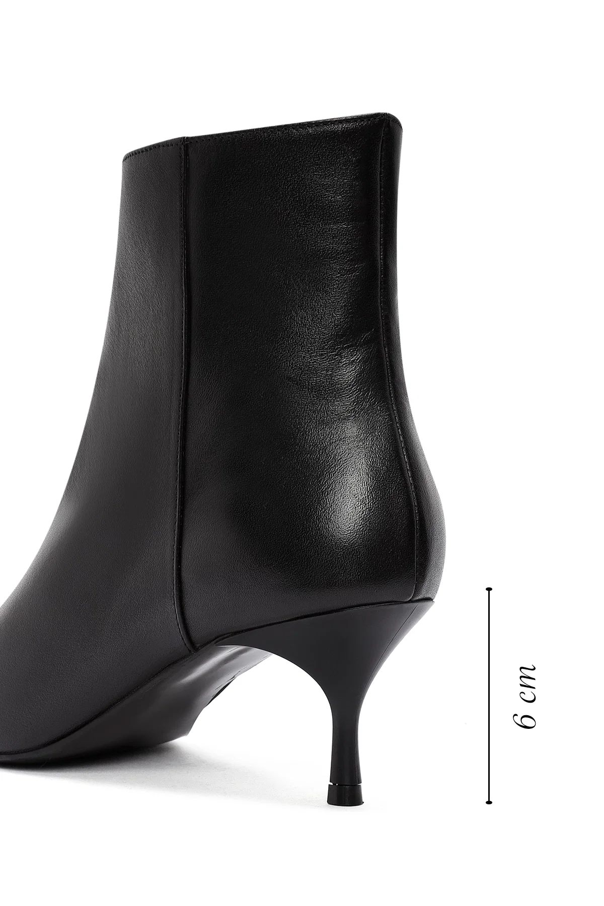 Kadın Siyah Fermuarlı İnce Topuklu Deri Bot - Image 2