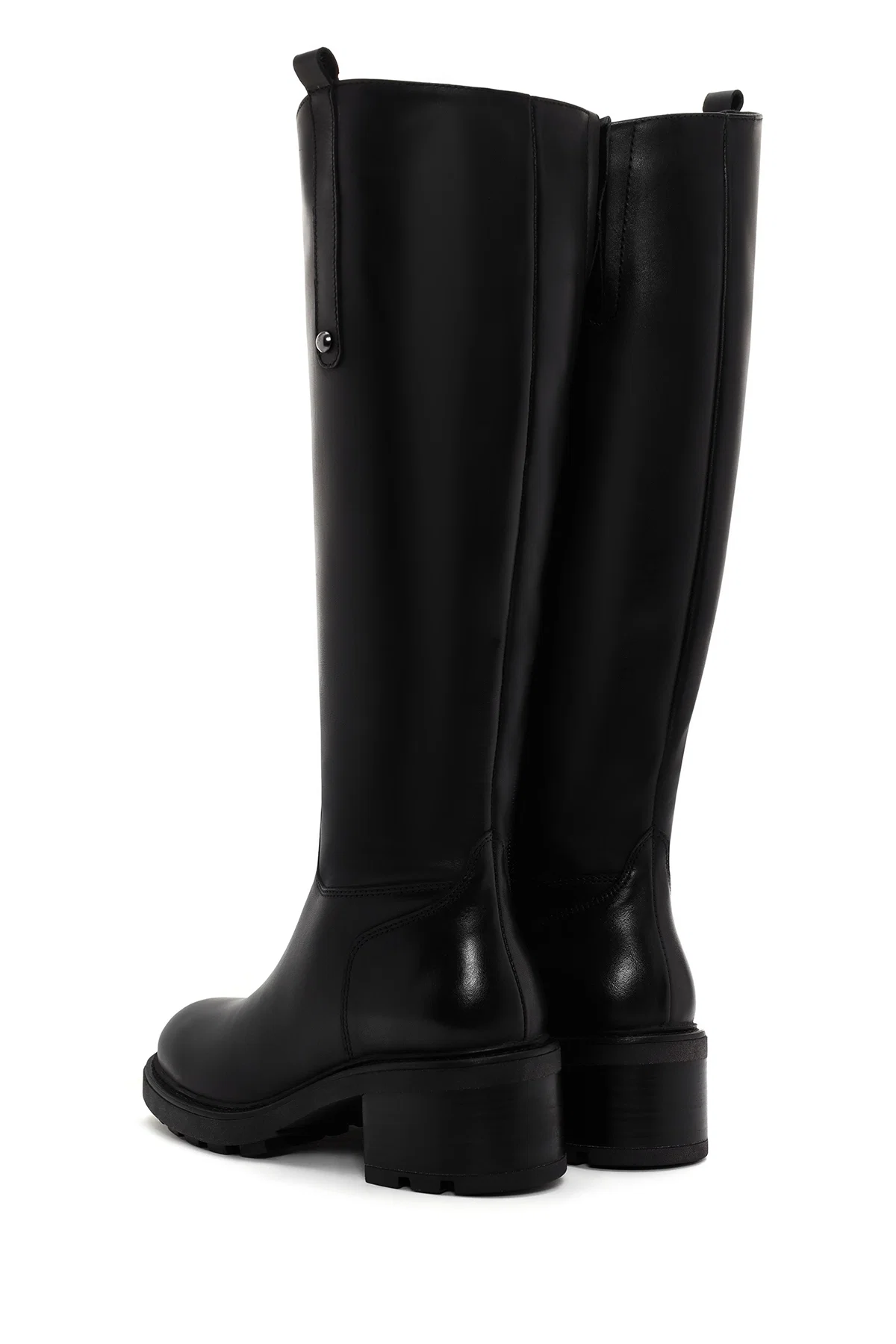 Kadın Siyah Fermuarlı Kısa Topuklu Deri Çizme - Image 7