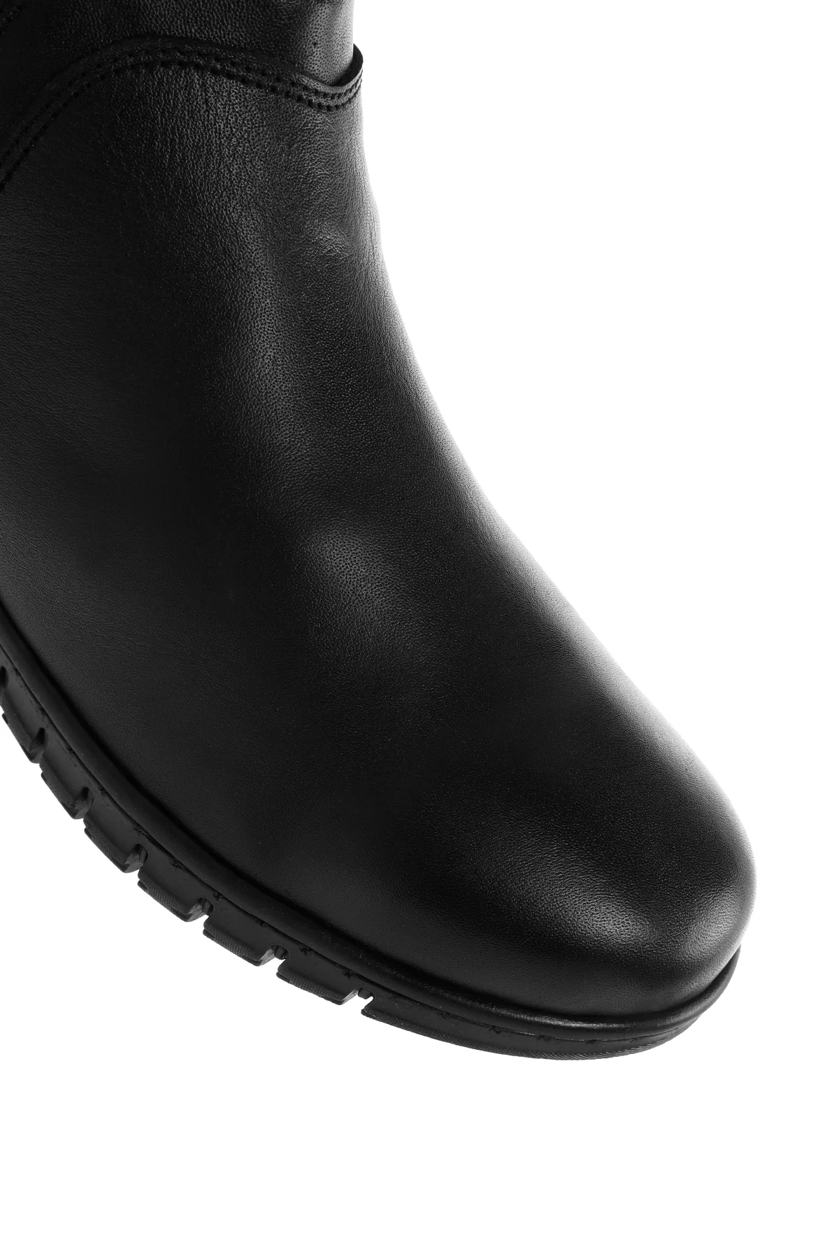 Kadın Siyah Fermuarlı Toka Detaylı Deri Comfort Bot - Image 11