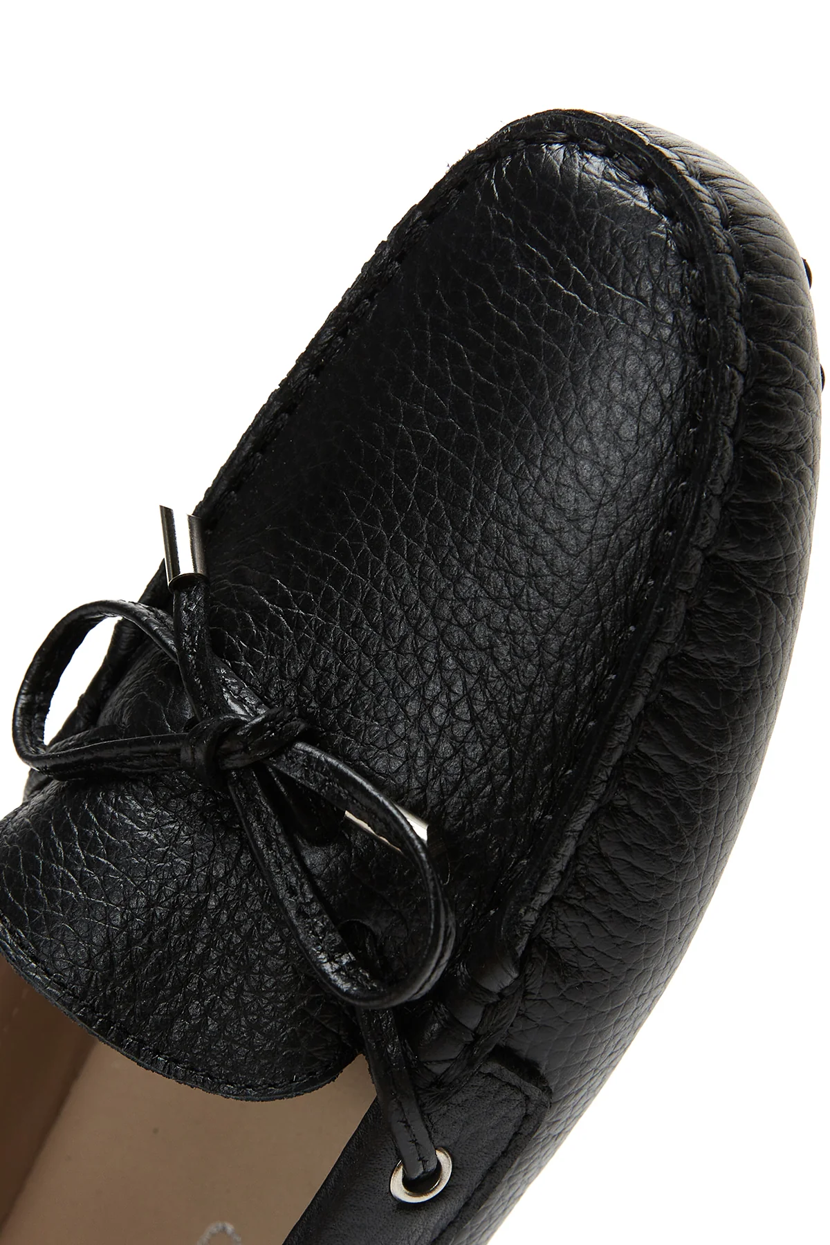 Kadın Siyah Fiyonk Detaylı Deri Loafer - Image 8