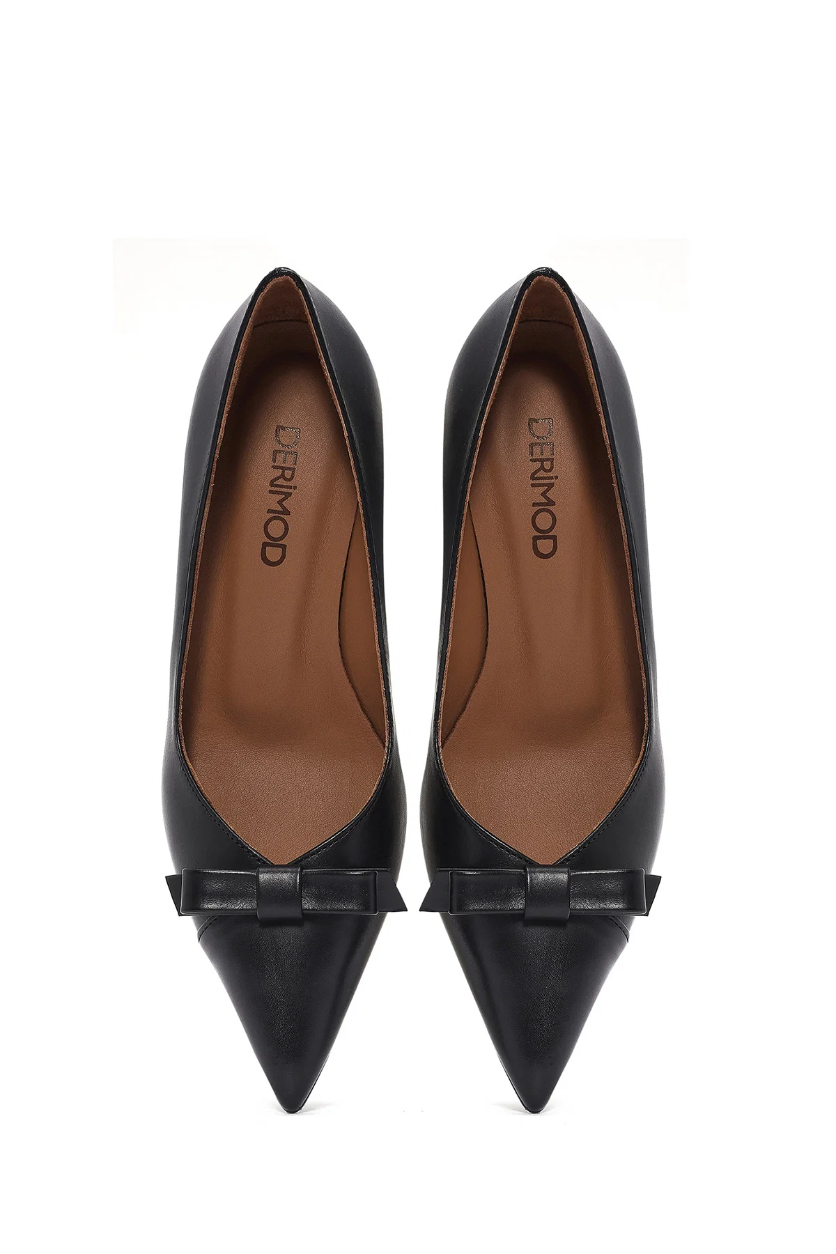 Kadın Siyah İnce Kısa Topuklu Deri Stiletto - Image 7