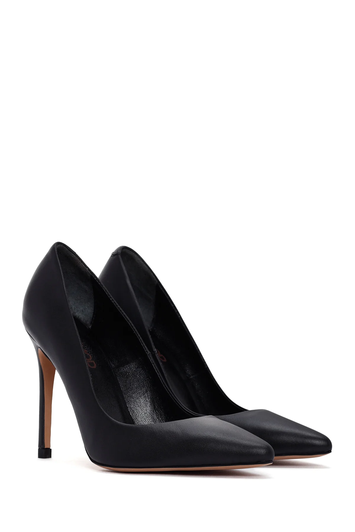 Kadın Siyah İnce Topuklu Deri Stiletto - Image 4