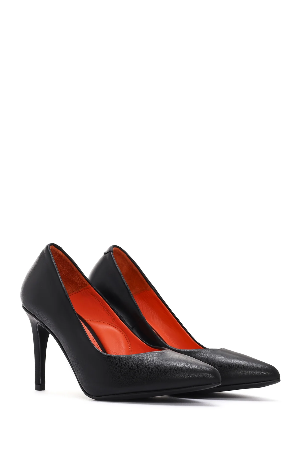 Kadın Siyah İnce Topuklu Deri Stiletto - Image 4