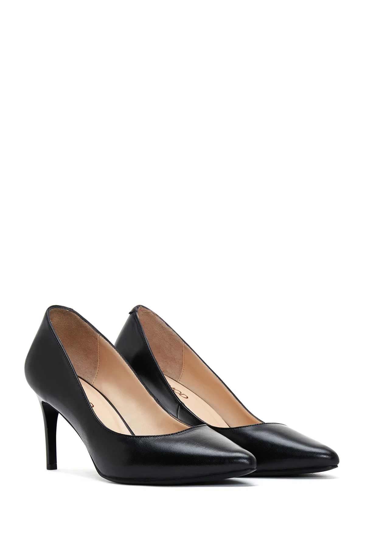 Kadın Siyah İnce Topuklu Deri Stiletto - Image 3