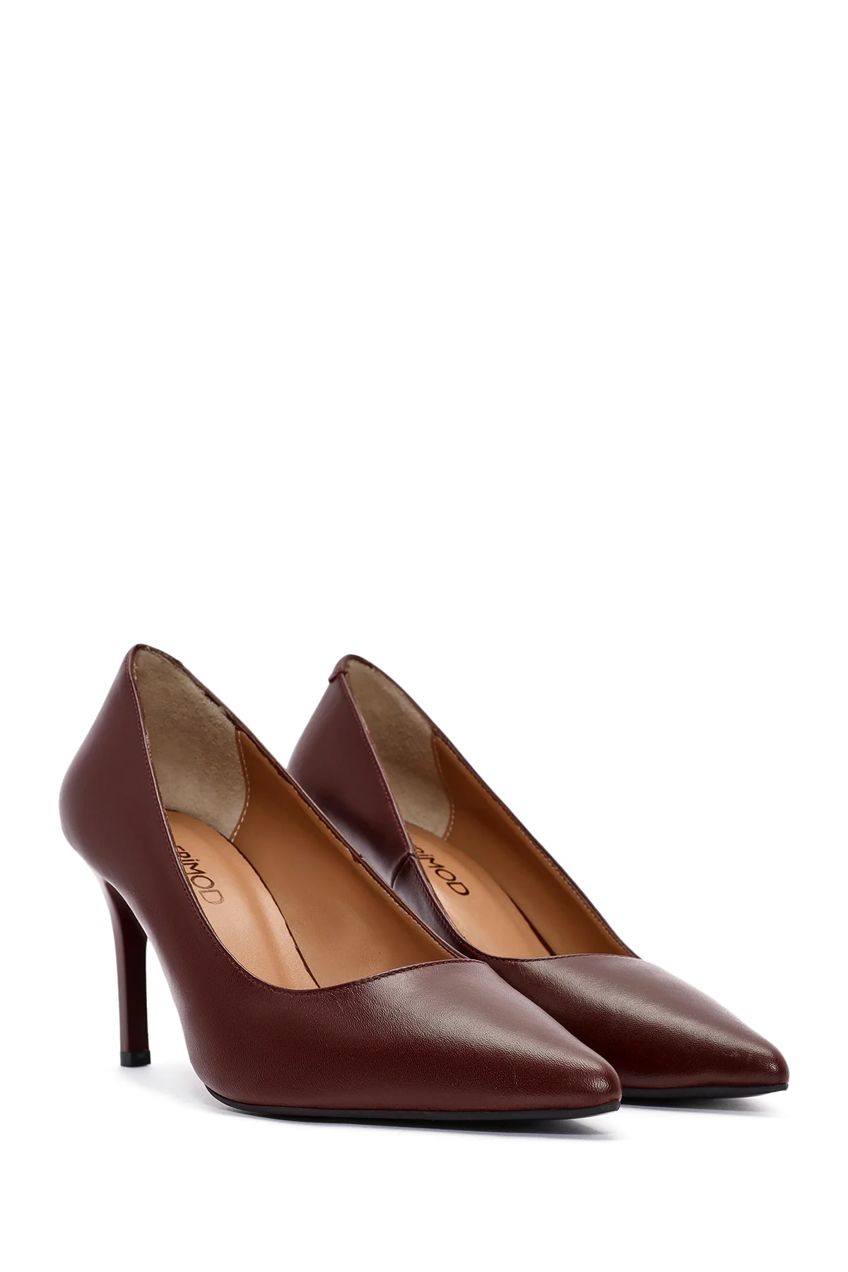Kadın Siyah İnce Topuklu Deri Stiletto - Image 3