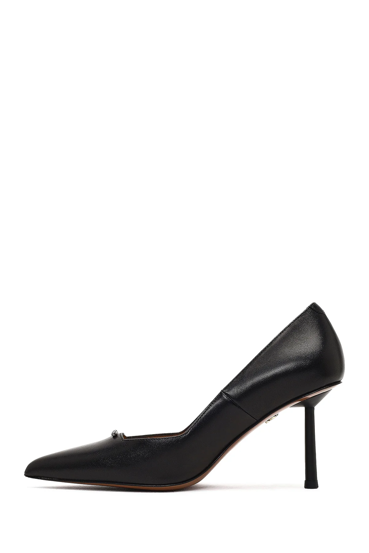 Kadın Siyah İnce Topuklu Deri Stiletto - Image 4