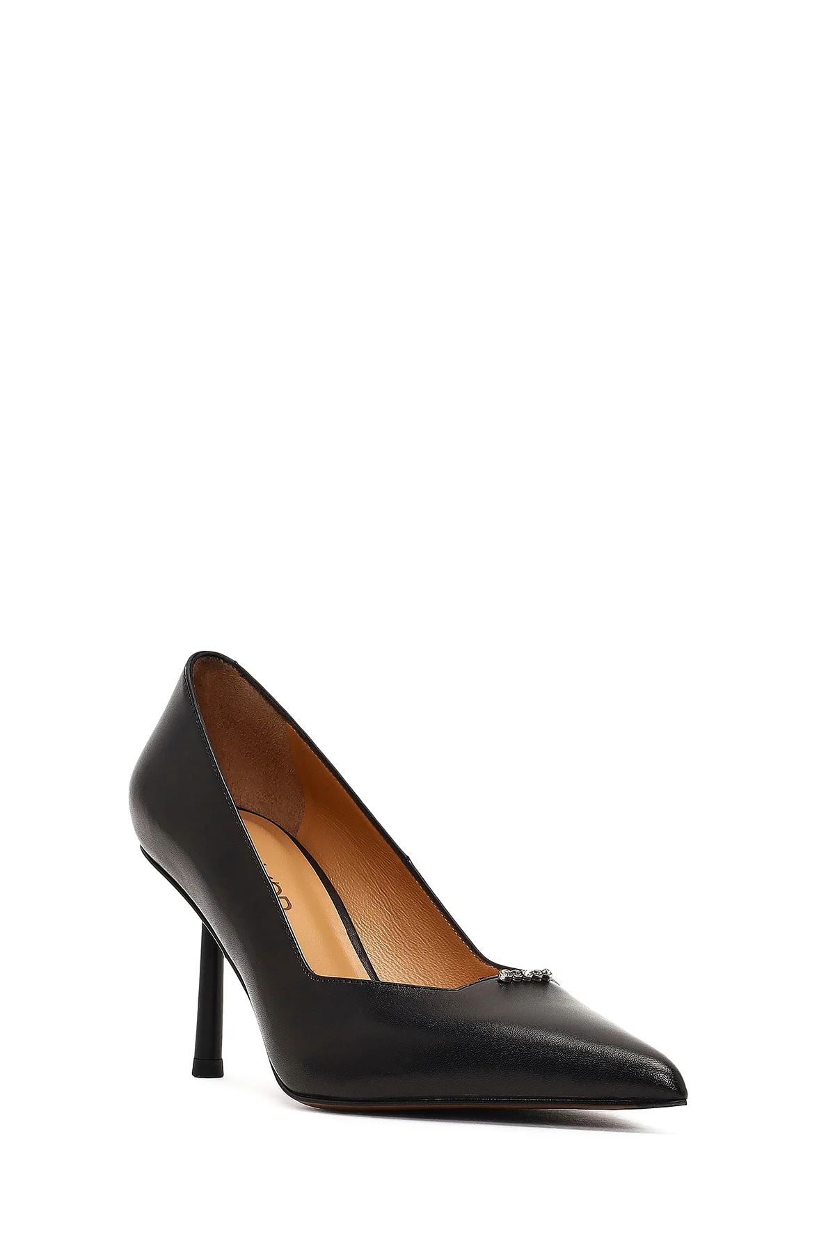 Kadın Siyah İnce Topuklu Deri Stiletto - Image 7