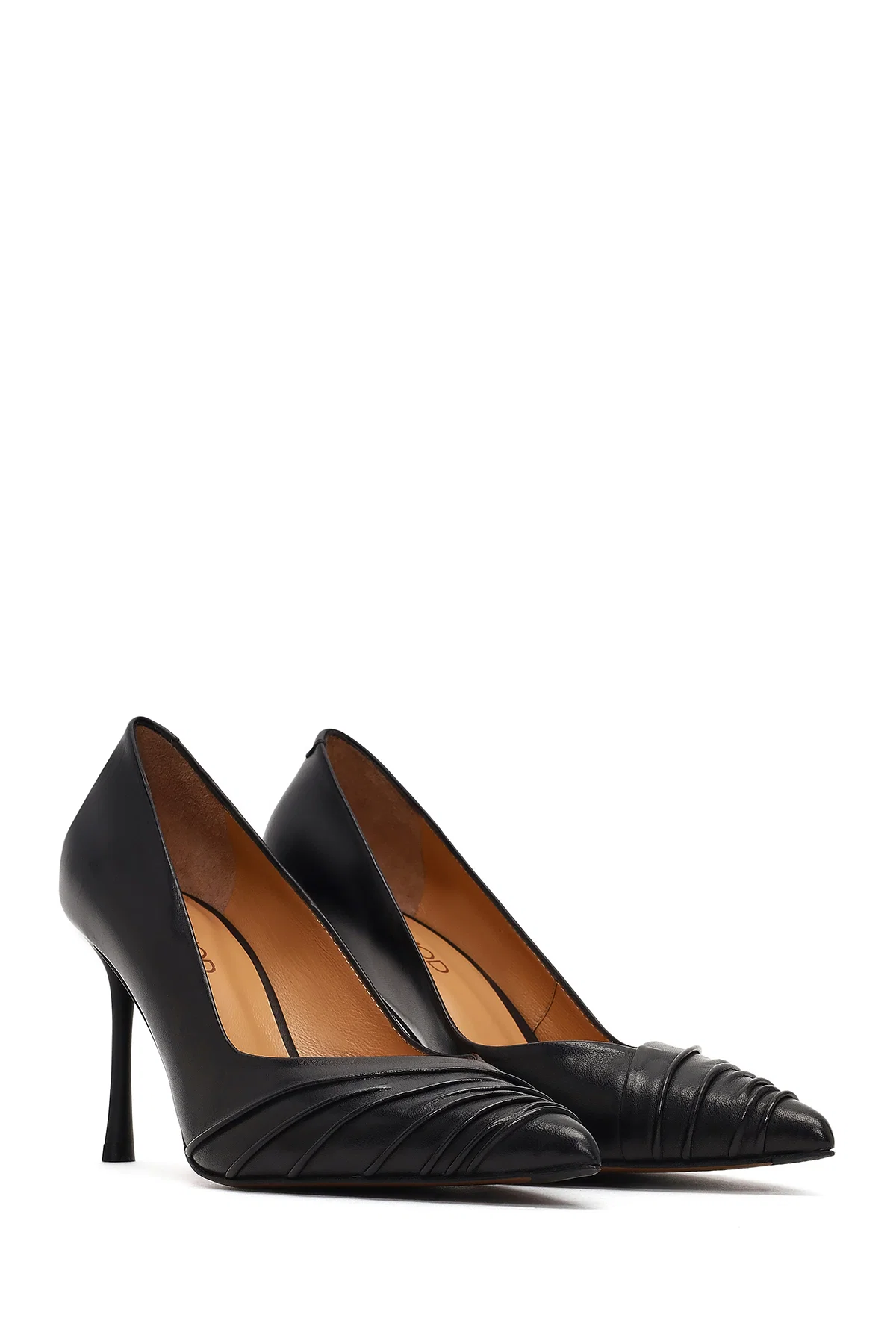 Kadın Siyah İnce Topuklu Deri Stiletto - Image 4