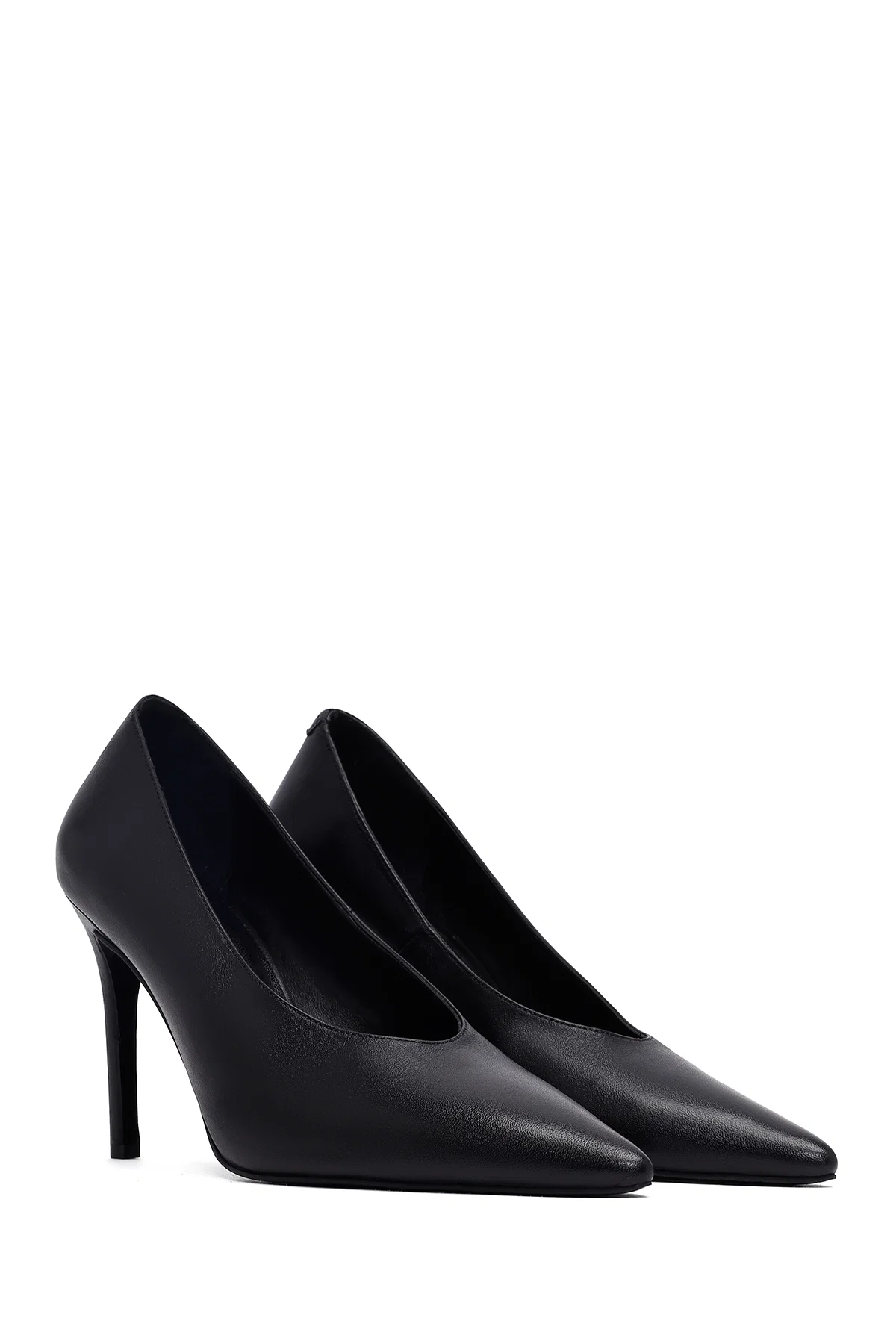 Kadın Siyah İnce Topuklu Deri Stiletto - Image 3