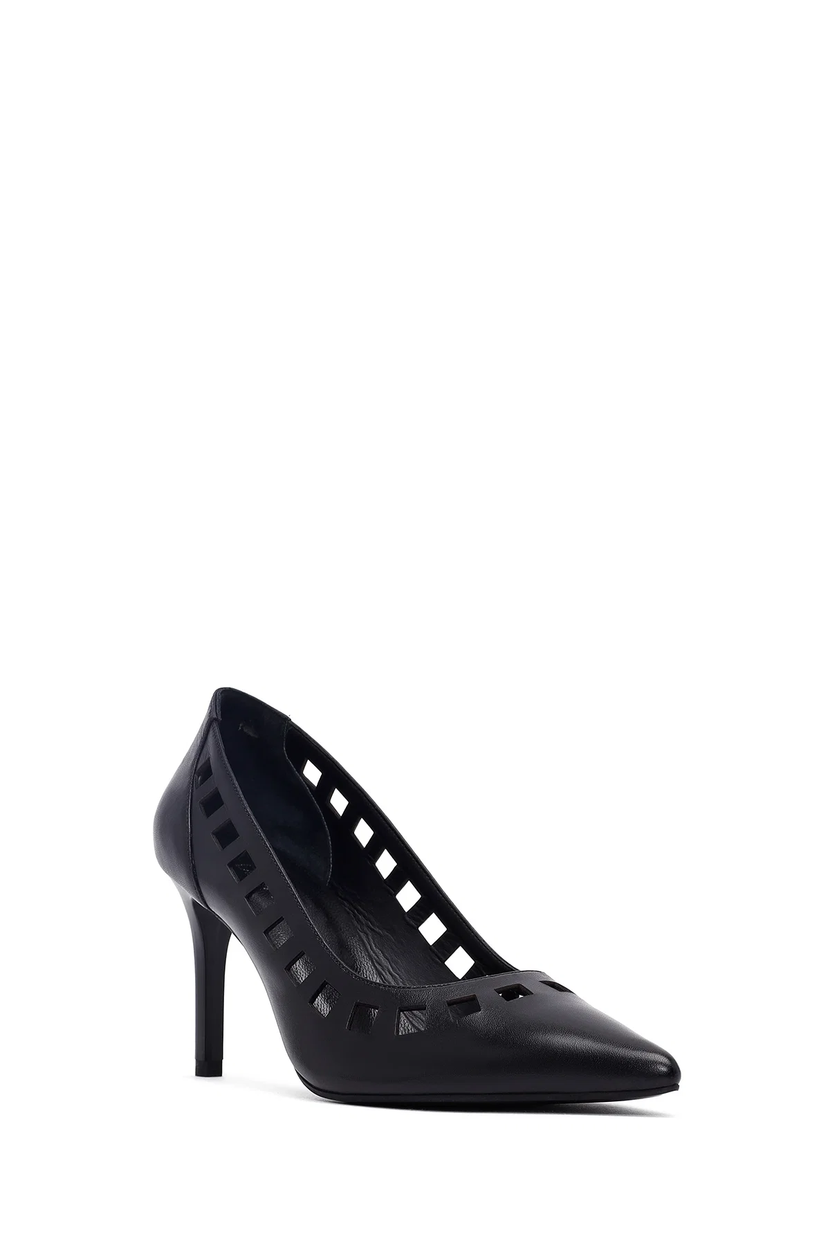 Kadın Siyah İnce Topuklu Deri Stiletto - Image 7