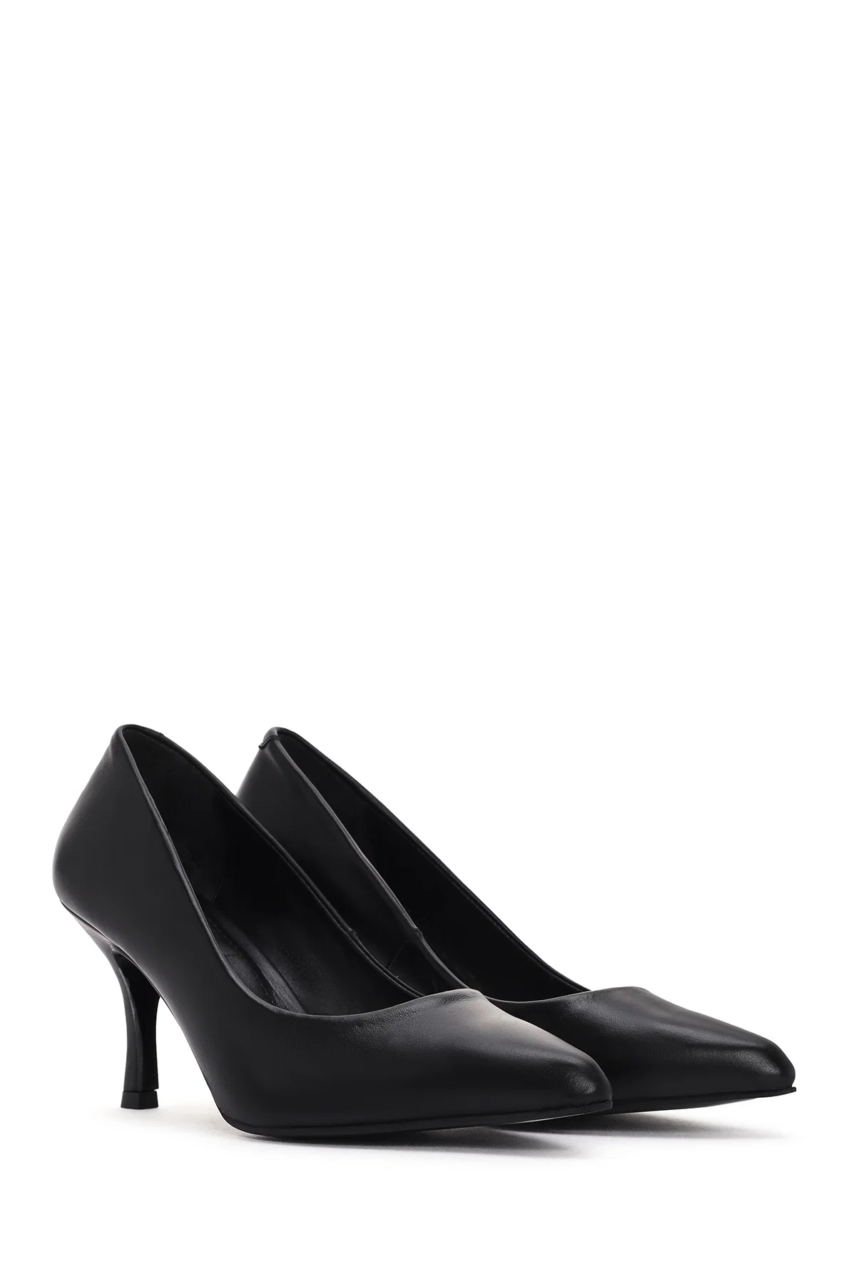 Kadın Siyah İnce Topuklu Deri Stiletto - Image 3