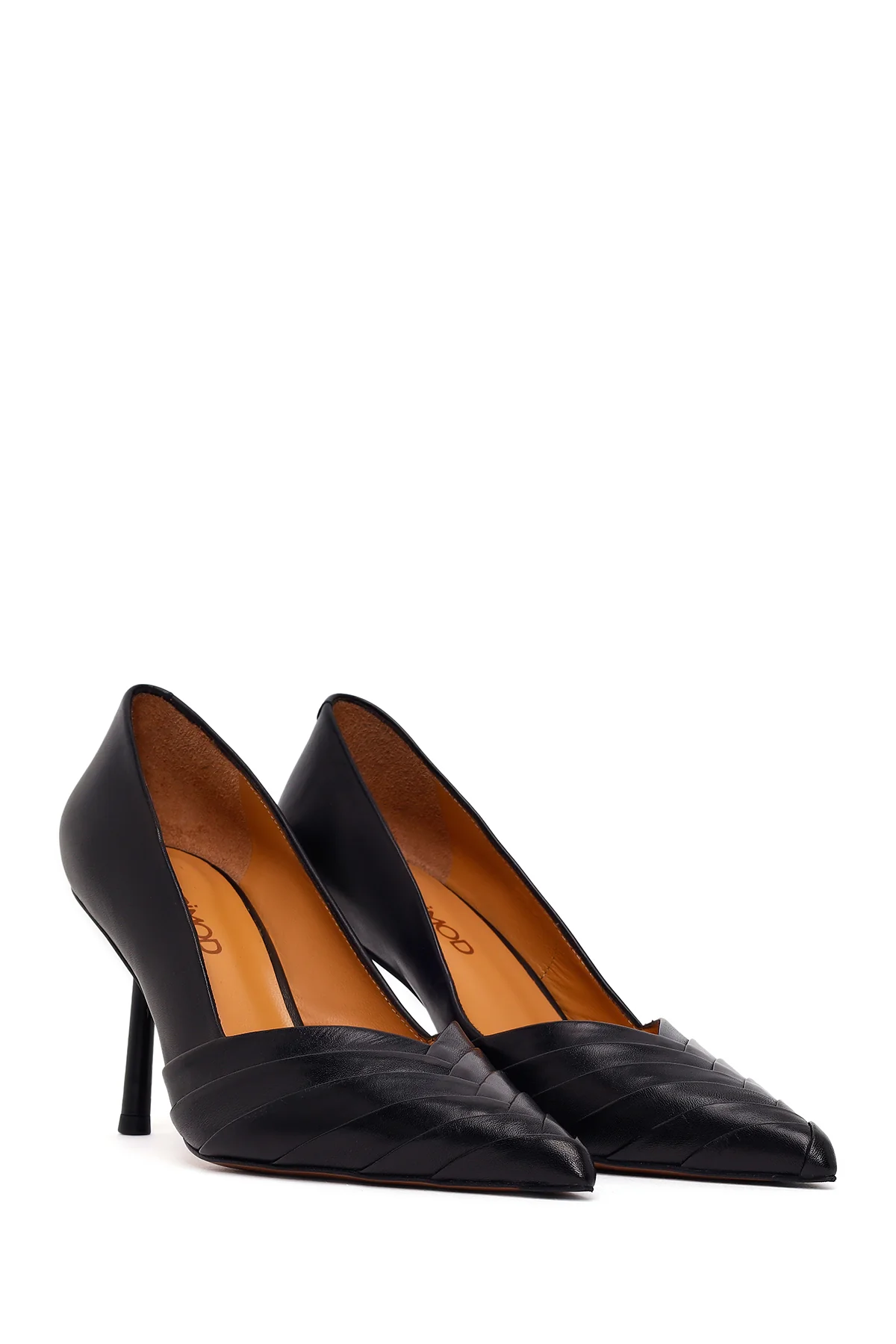 Kadın Siyah İnce Topuklu Deri Stiletto - Image 2