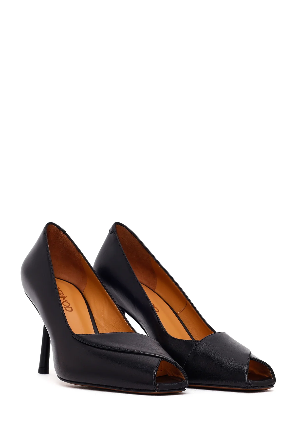 Kadın Siyah İnce Topuklu Deri Stiletto - Image 2