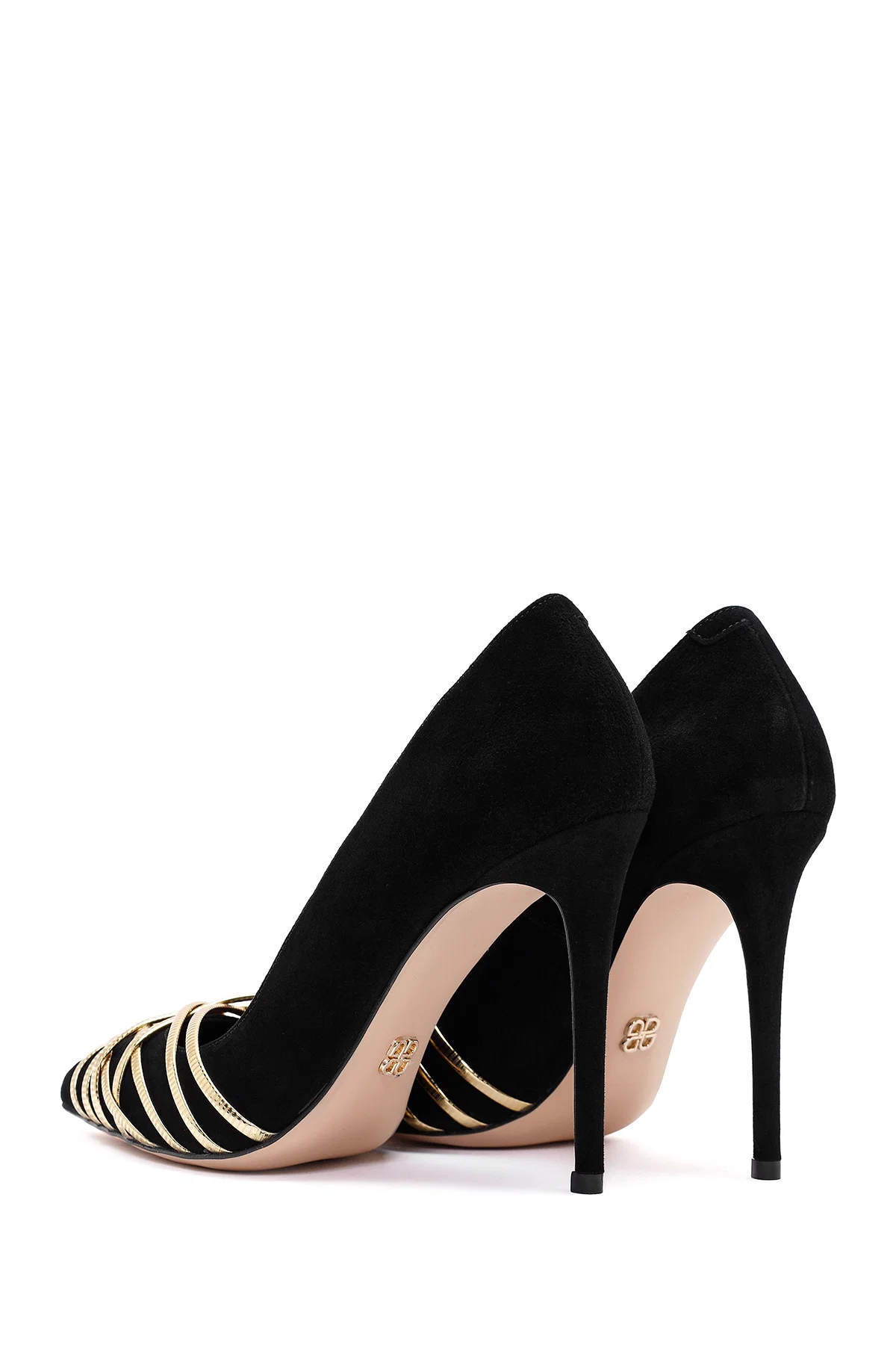 Kadın Siyah İnce Topuklu Süet Deri Stiletto - Image 6