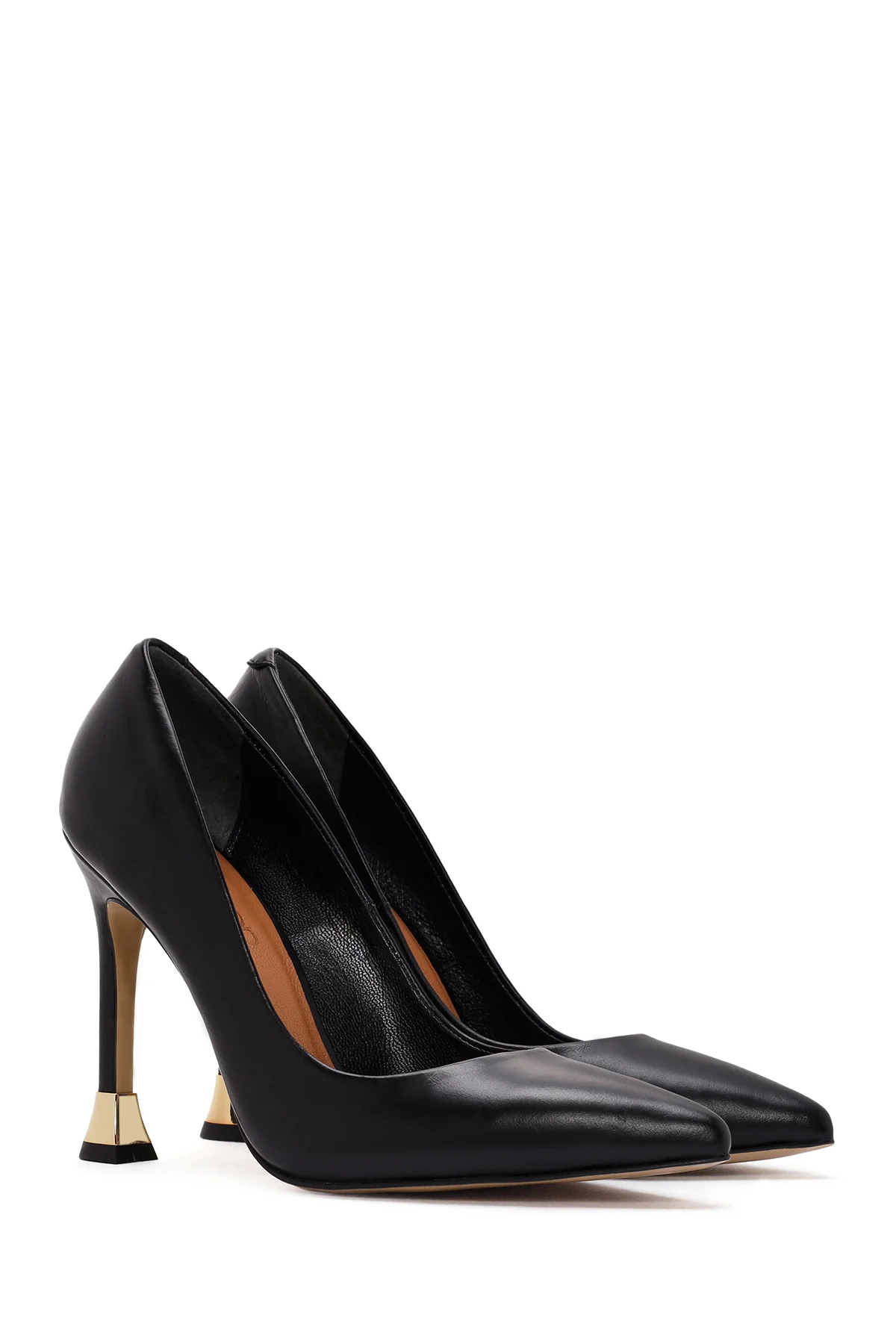 Kadın Siyah İnce Yüksek Topuklu Deri Stiletto - Image 4