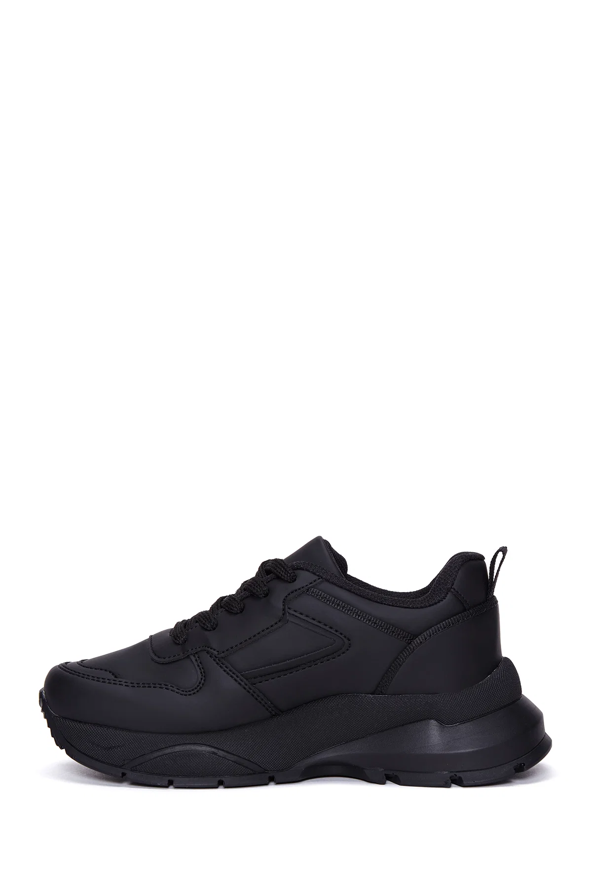 Kadın Siyah Kalın Tabanlı Bağcıklı Sneaker - Image 2