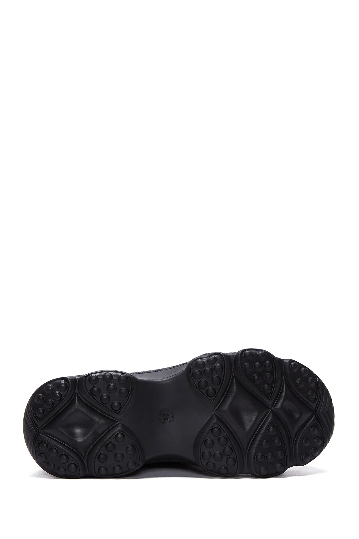 Kadın Siyah Kalın Tabanlı Bağcıklı Sneaker - Image 4