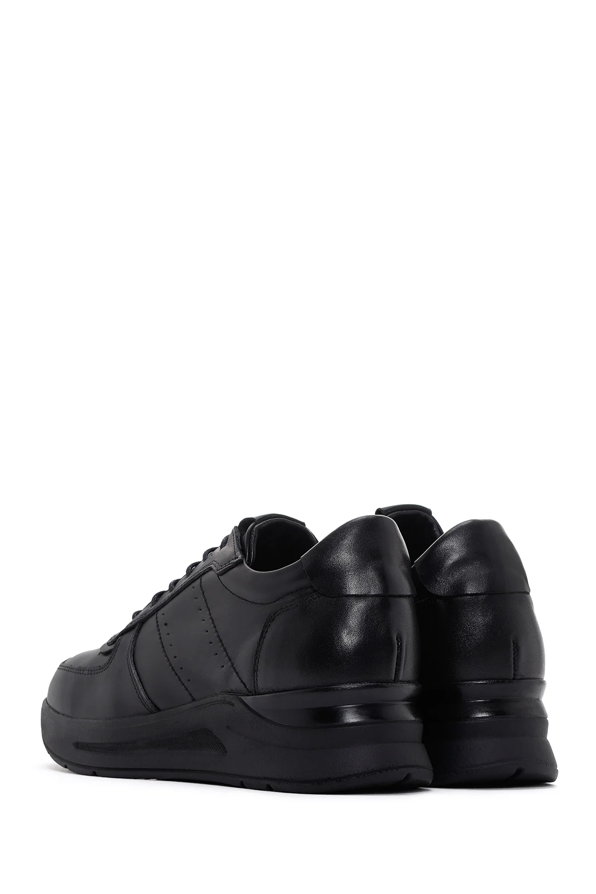 Kadın Siyah Kalın Tabanlı Deri Casual Sneaker - Image 5