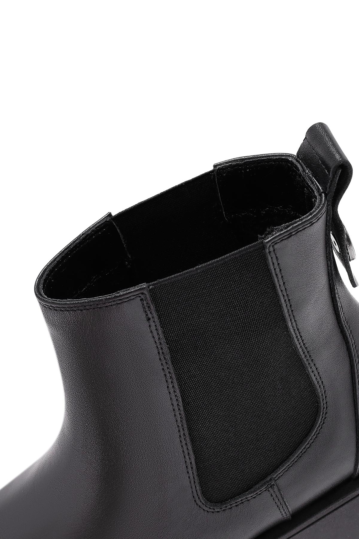 Kadın Siyah Kalın Tabanlı Deri Chelsea Bot - Image 10