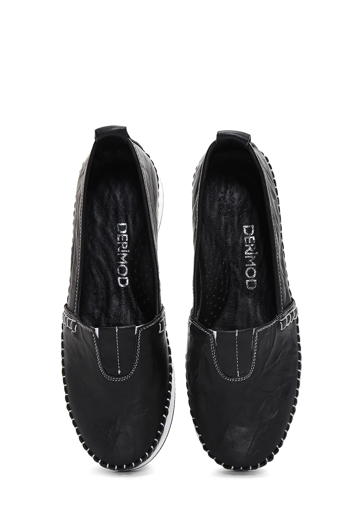 Kadın Siyah Kalın Tabanlı Deri Comfort Loafer - Image 6