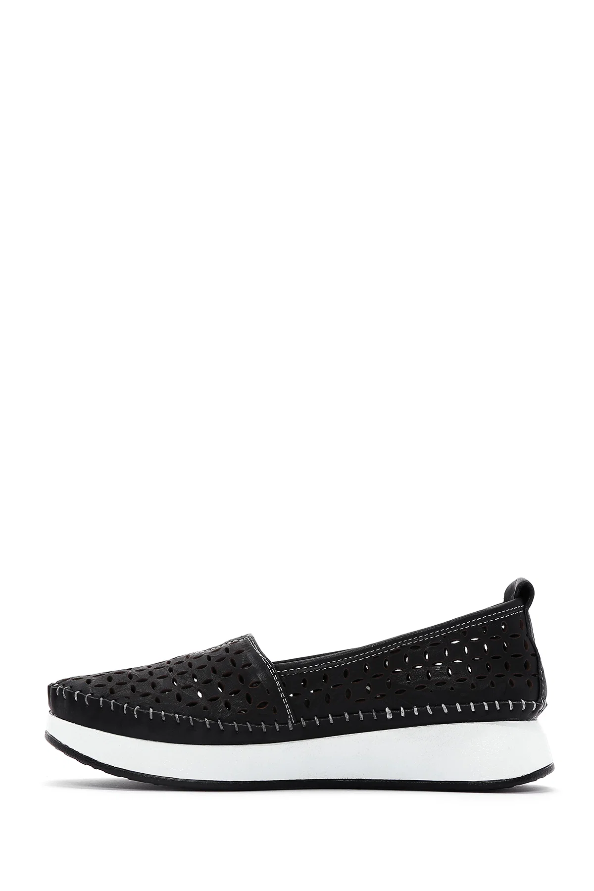 Kadın Siyah Kalın Tabanlı Deri Comfort Loafer - Image 2