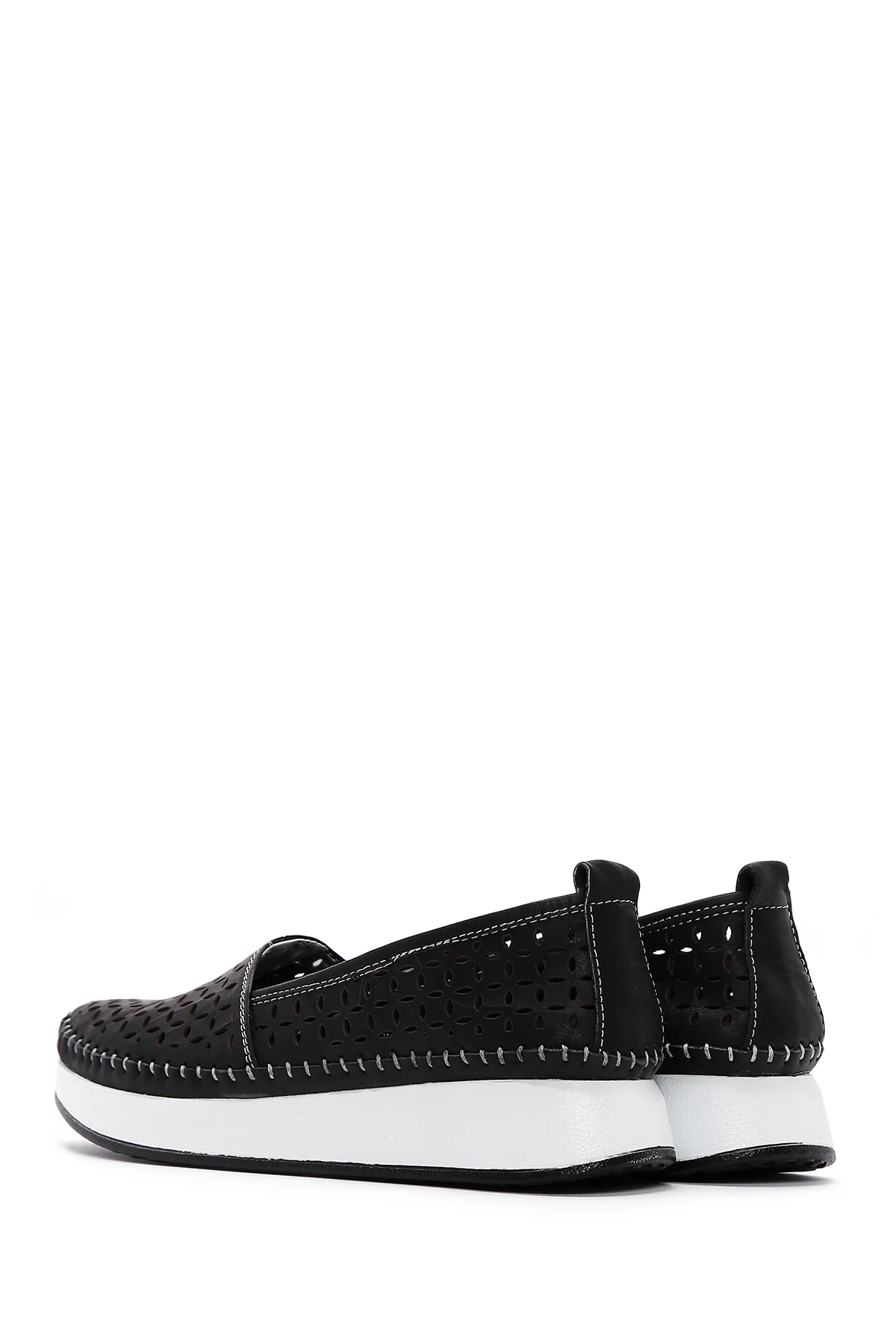 Kadın Siyah Kalın Tabanlı Deri Konfor Loafer - Image 6