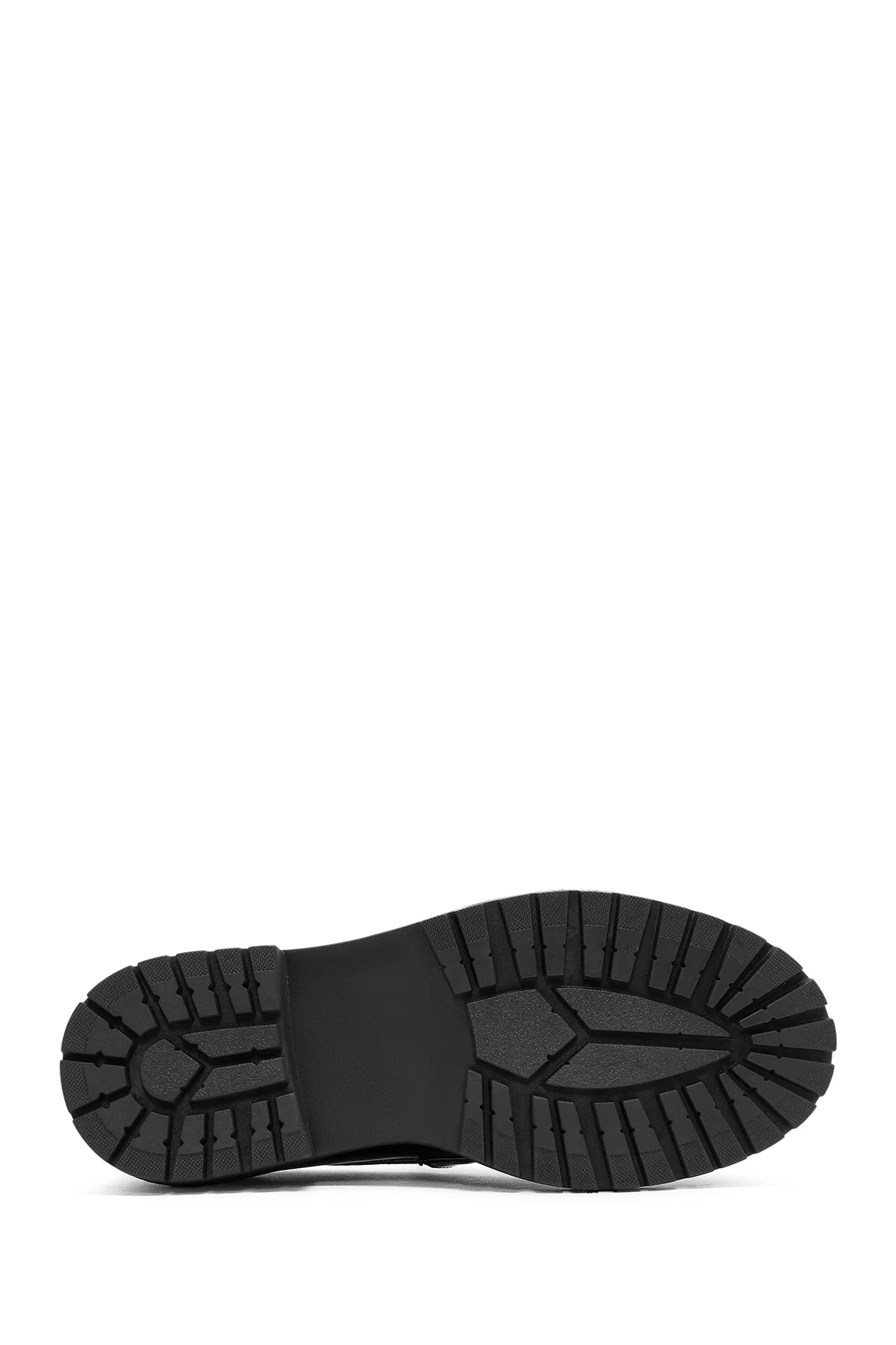Kadın Siyah Kalın Tabanlı Deri Maskülen Loafer - Image 4