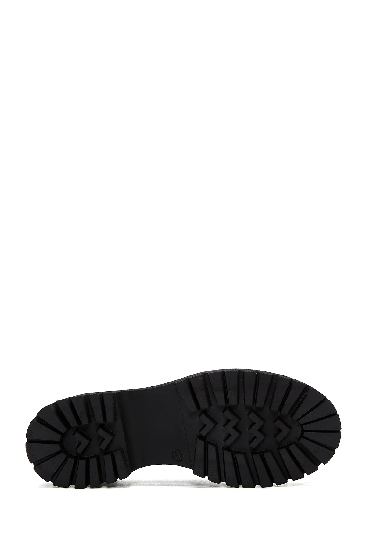 Kadın Siyah Kalın Tabanlı Deri Maskülen Loafer - Image 4