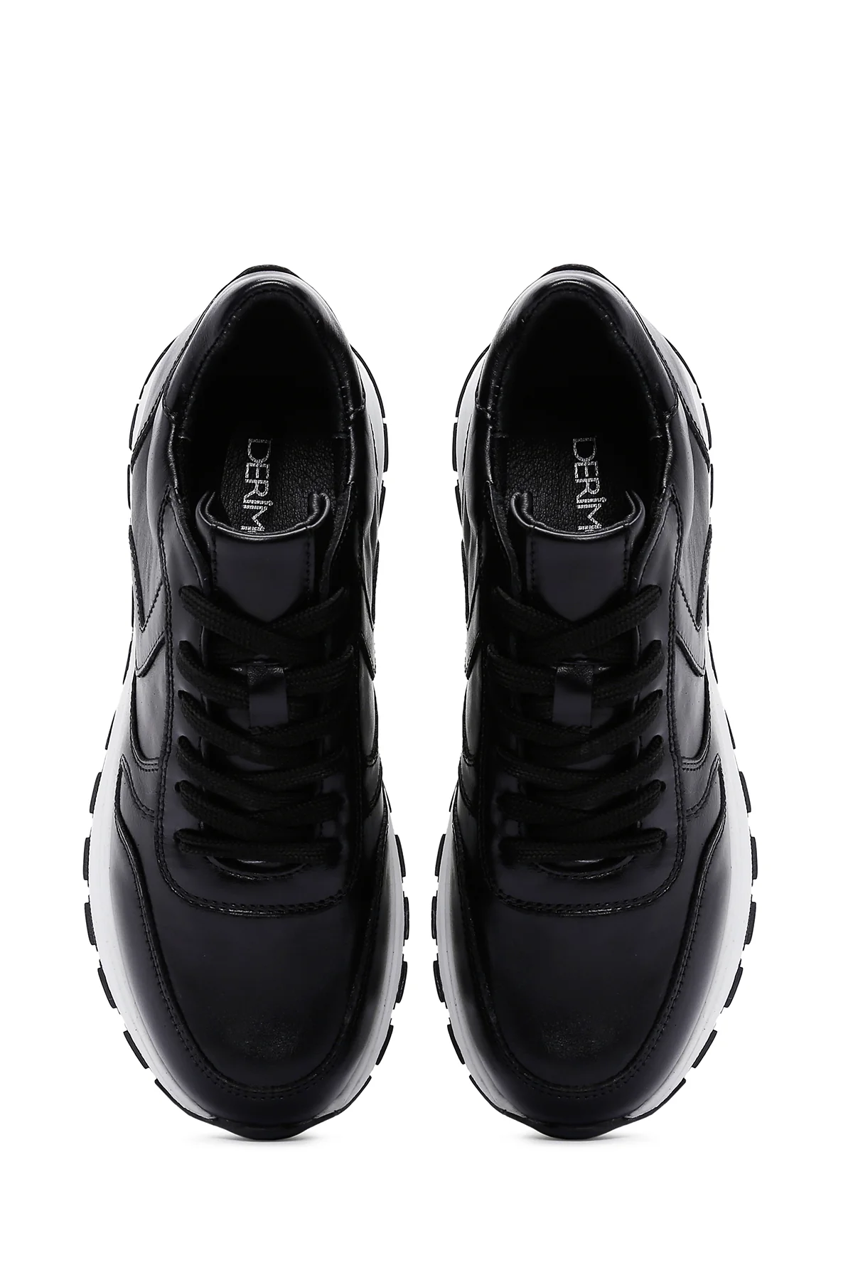 Kadın Siyah Kalın Tabanlı Deri Sneaker - Image 6