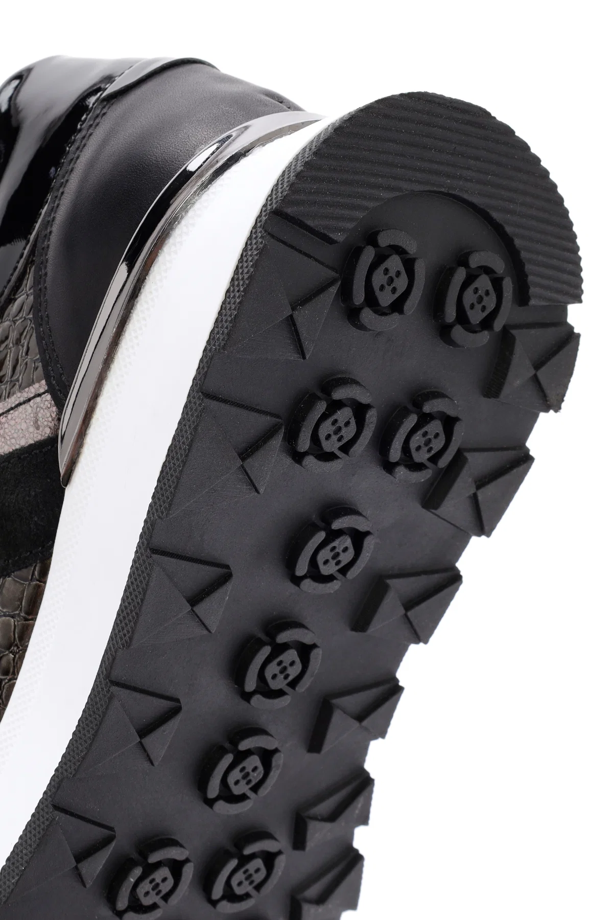 Kadın Siyah Kalın Tabanlı Fermuarlı Deri Sneaker - Image 8